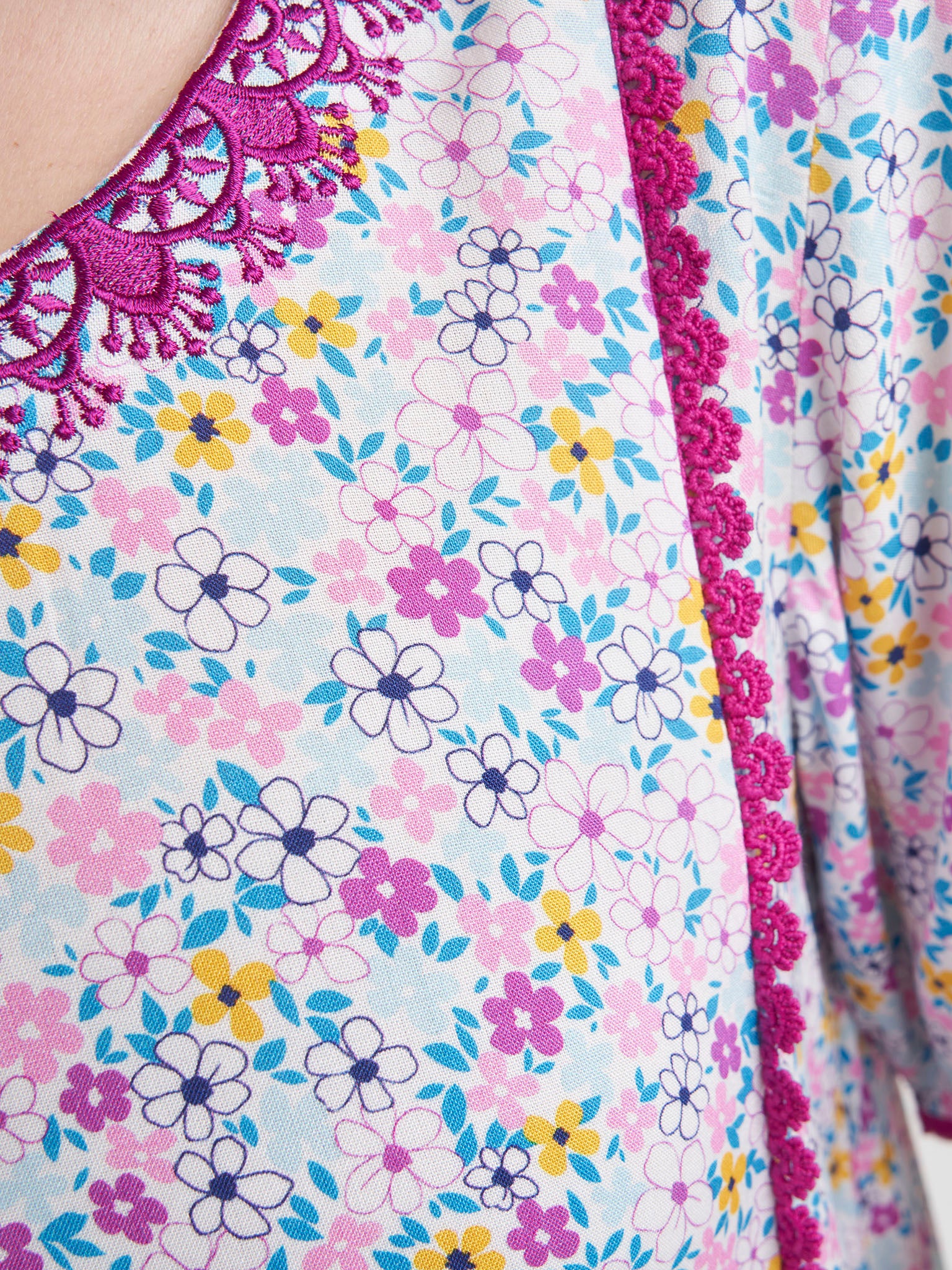 Purple Rayon Floral Print Embroidered Jalabiya (VW374) - Image 5