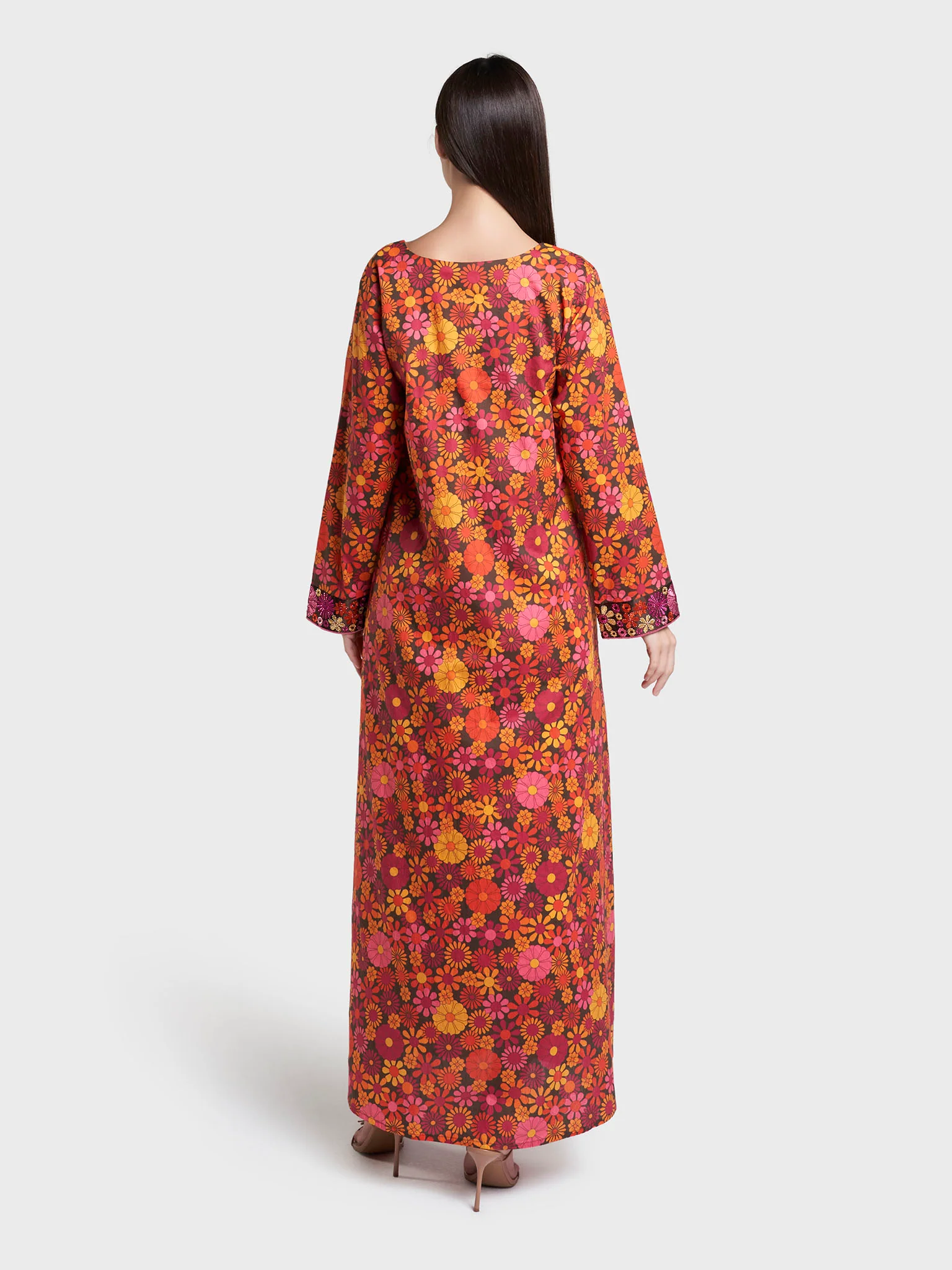 Multi Floral Print Cotton Mukhawar Jalabiya (VW437) - Image 4