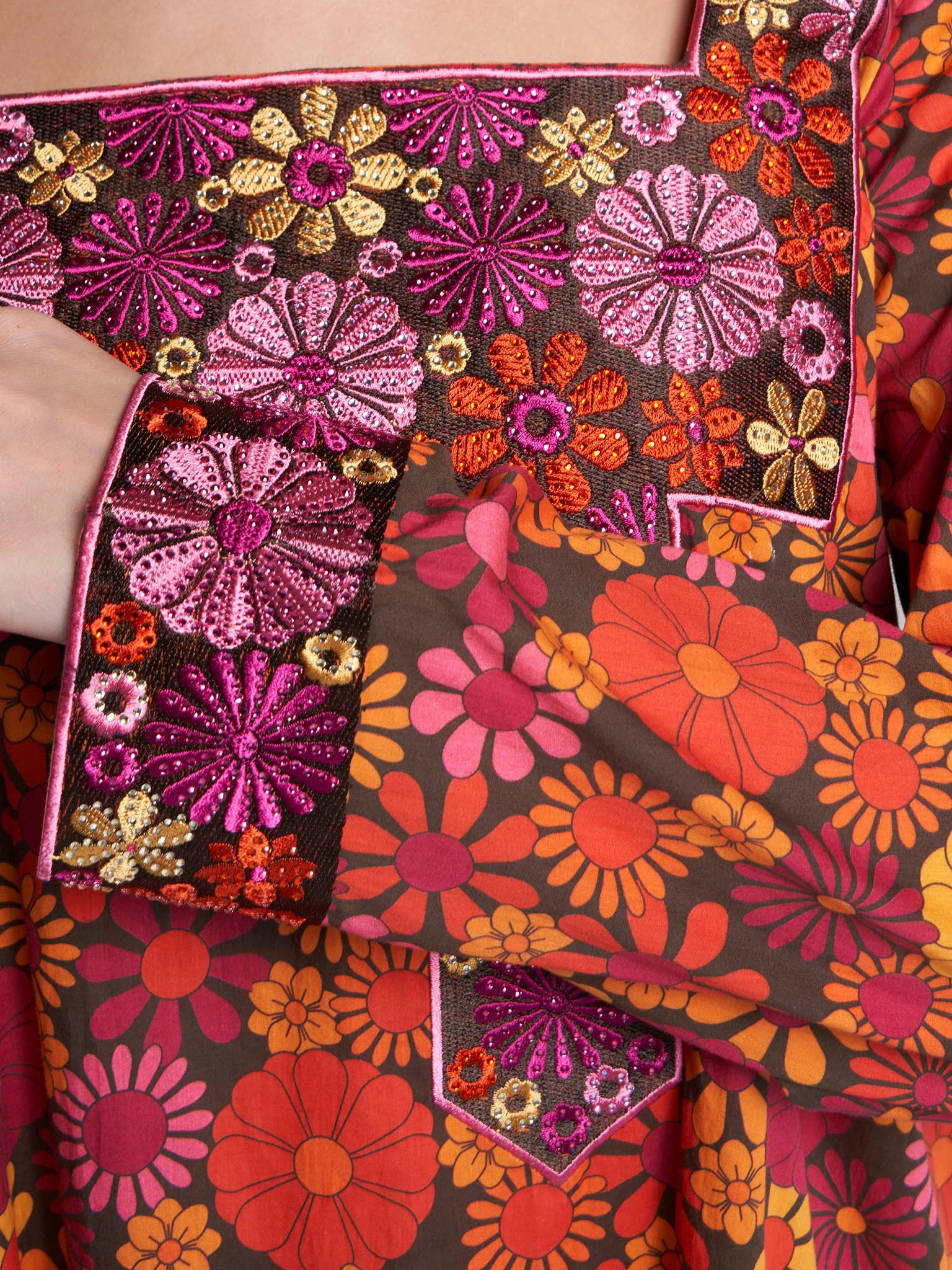 Multi Floral Print Cotton Mukhawar Jalabiya (VW437) - Image 5