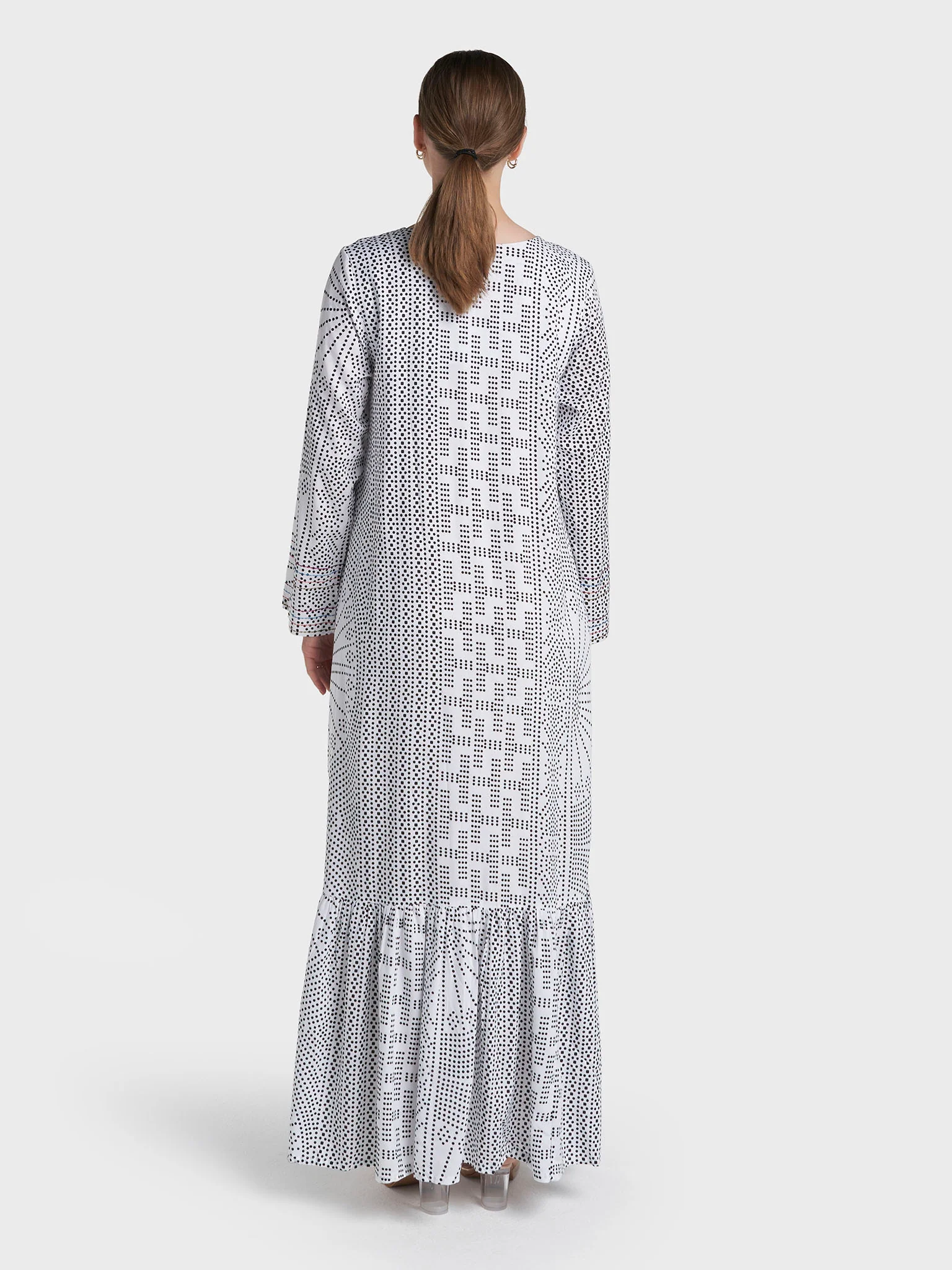 White Colour Hand Work Rayon Geometric Printed Jalabiya (VW511) - Image 4