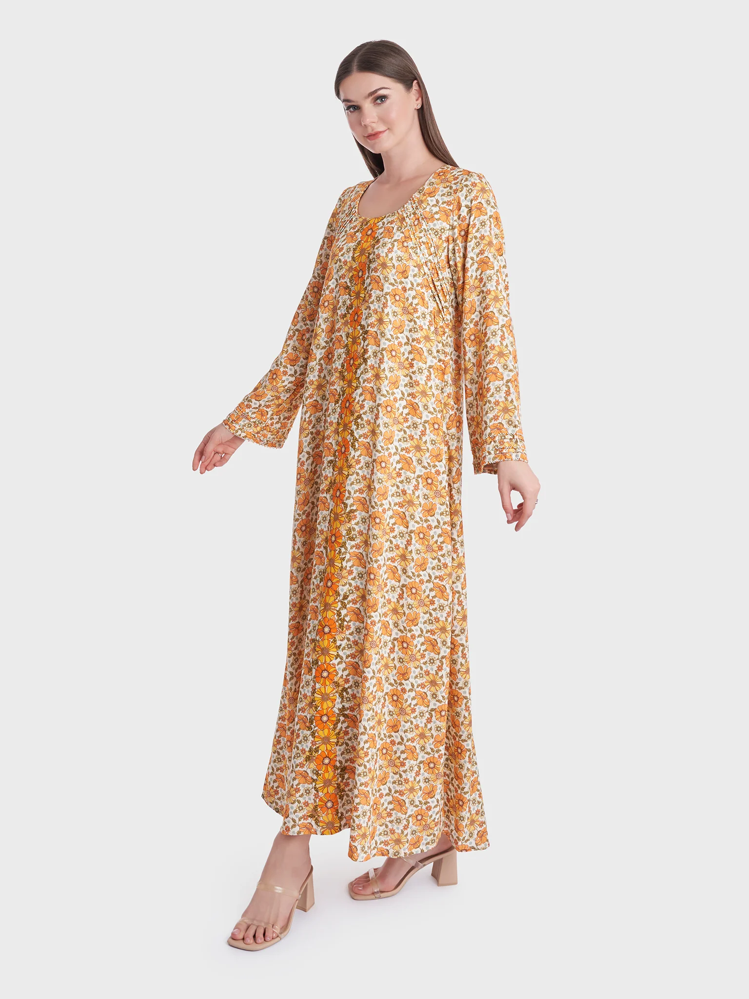Floral Print Rayon Jalabiya (VG2727) - Image 3