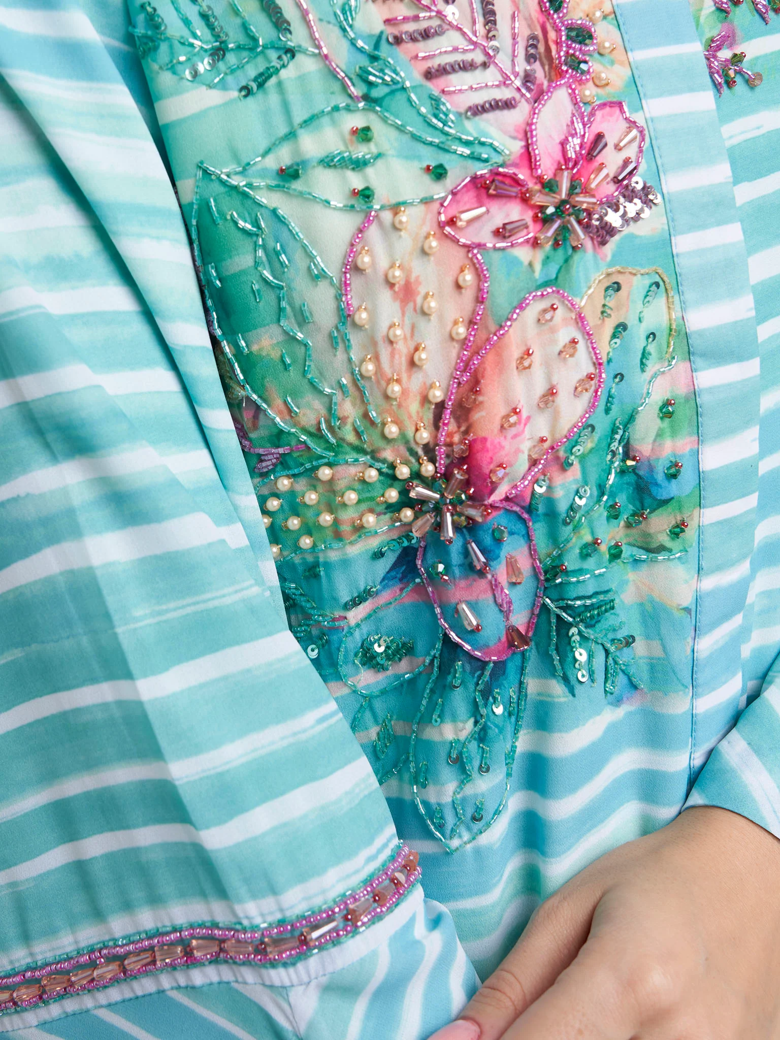 Green Georgette Floral Print Shirt Dress (VDE373) - Image 5