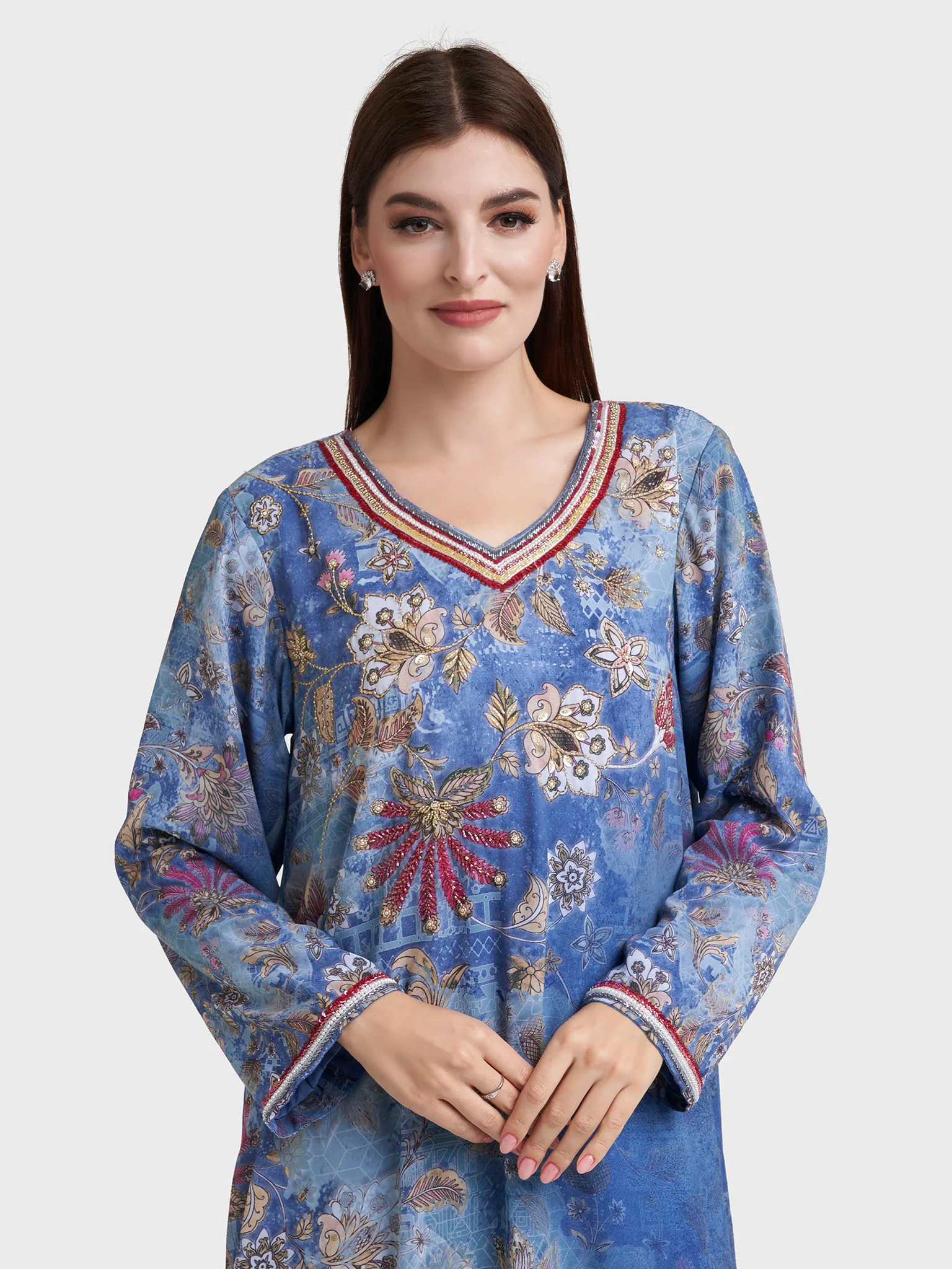 Steal Blue Georgette Floral Print Dress (VDM916)