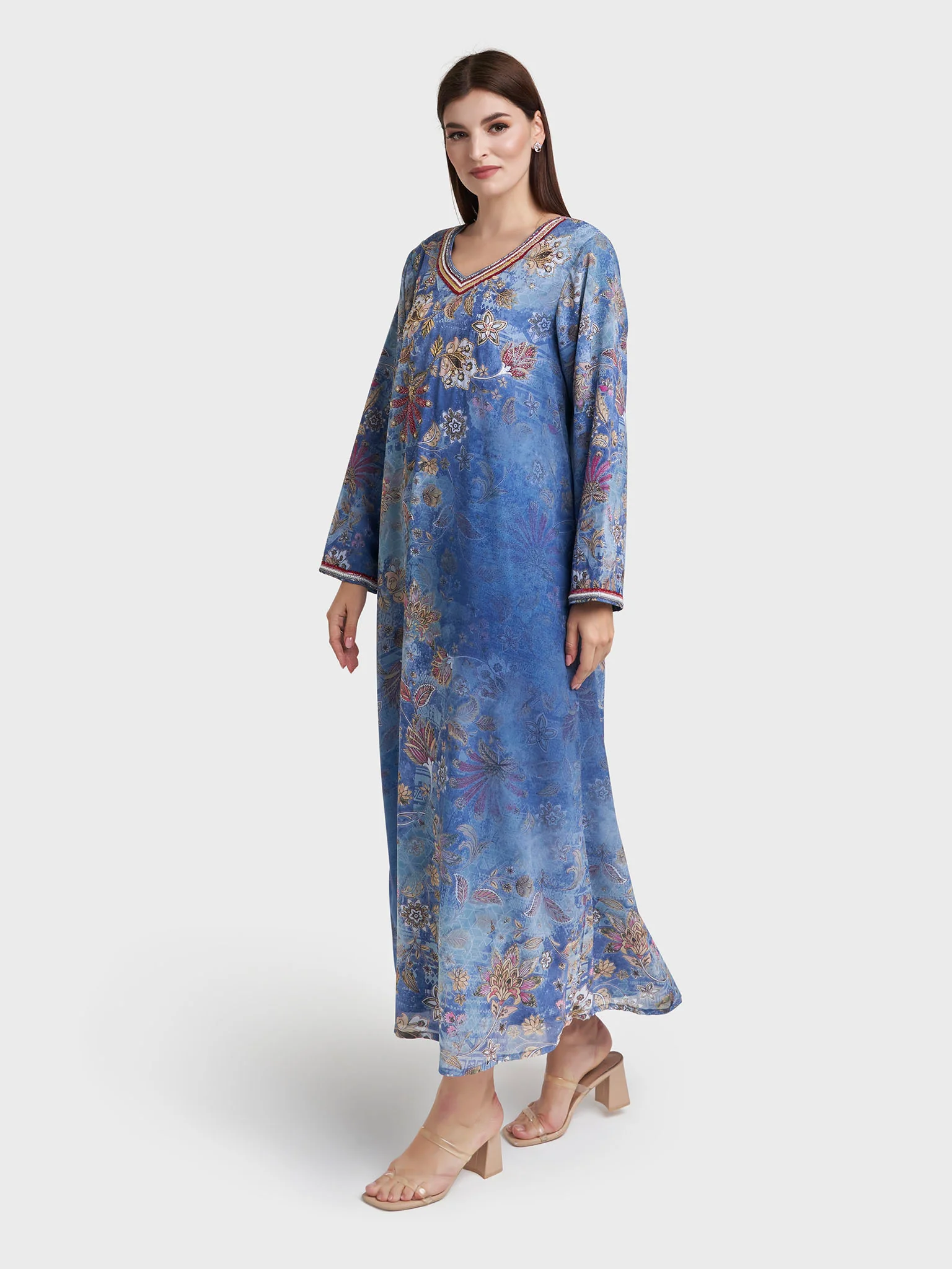 Steal Blue Georgette Floral Print Dress (VDM916) - Image 3