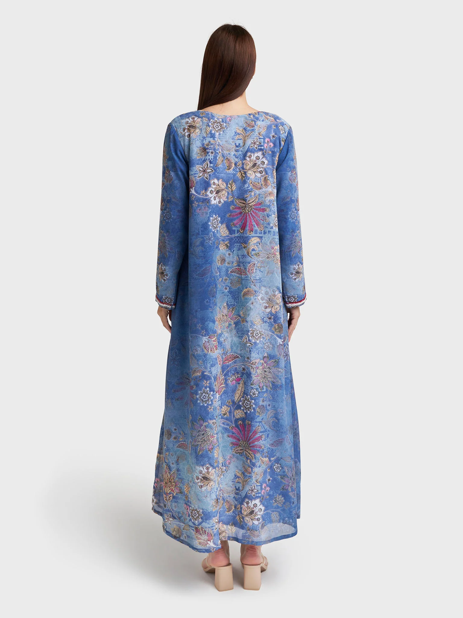 Steal Blue Georgette Floral Print Dress (VDM916) - Image 4