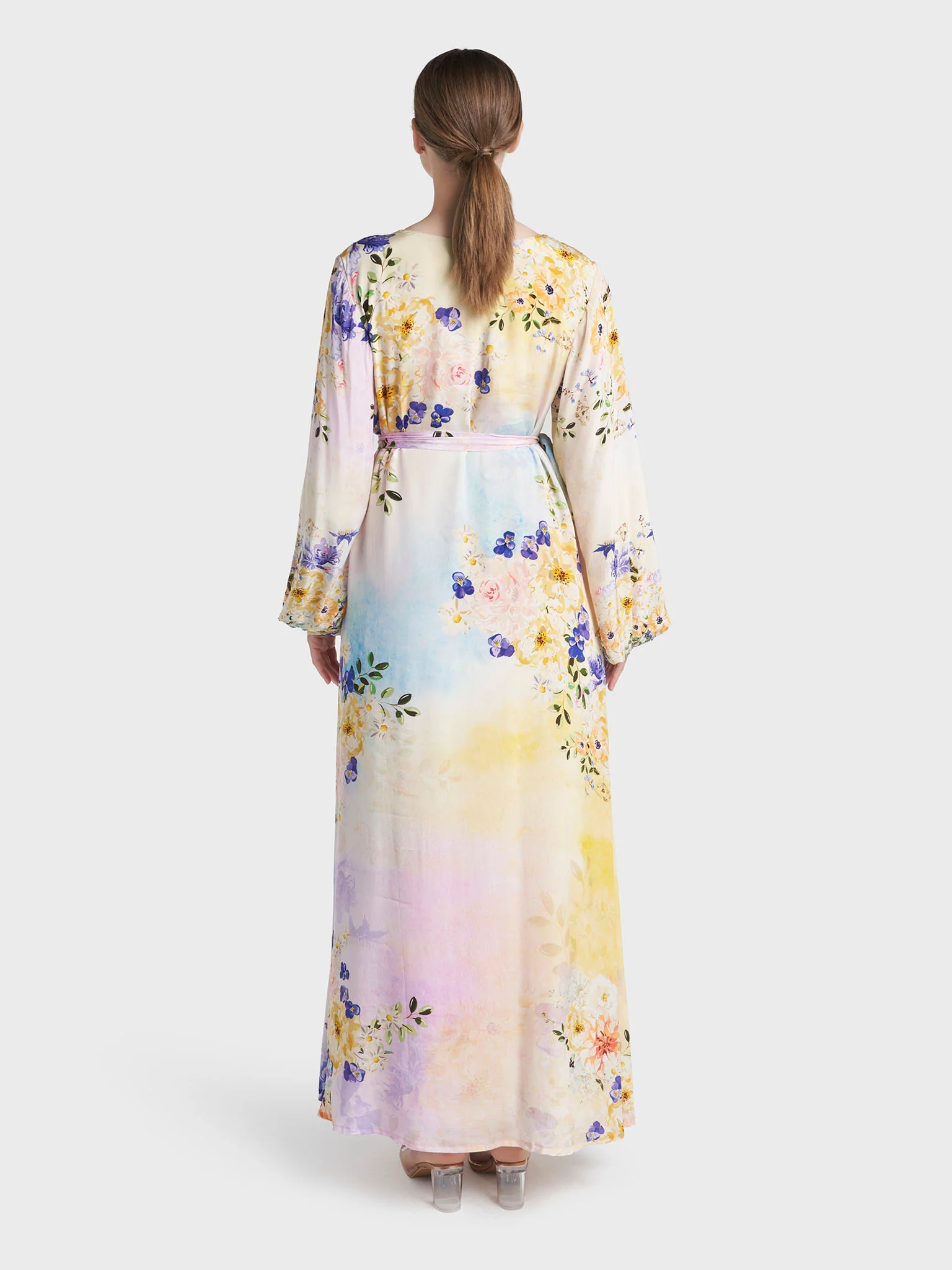 Multi Colour Hand Work Viscose Crepe Floral Printed Dress (VDX08) - Image 4
