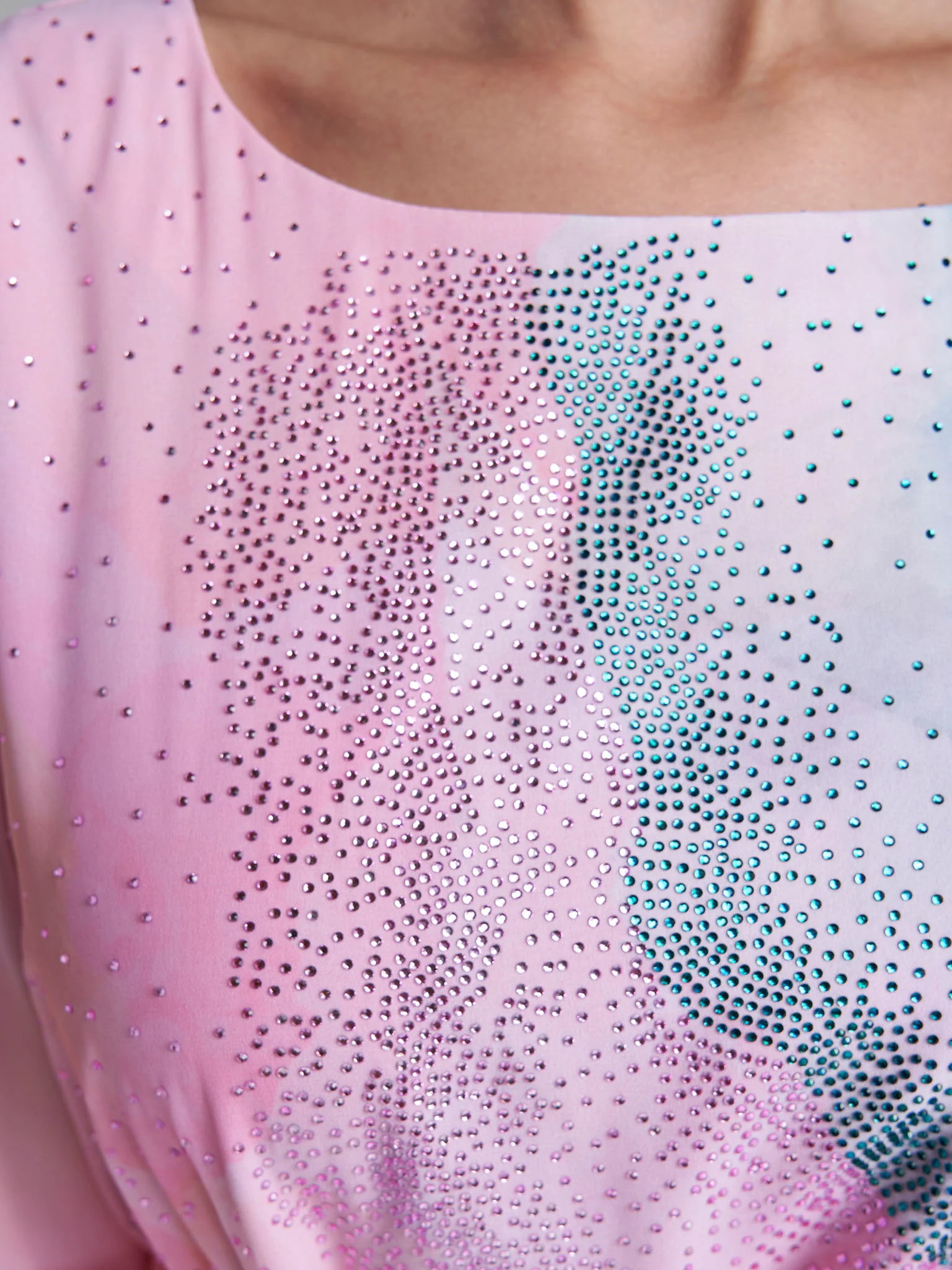 Pink Colour Stone Work Georgette Abstract Printed Dress (VDX20) - Image 5