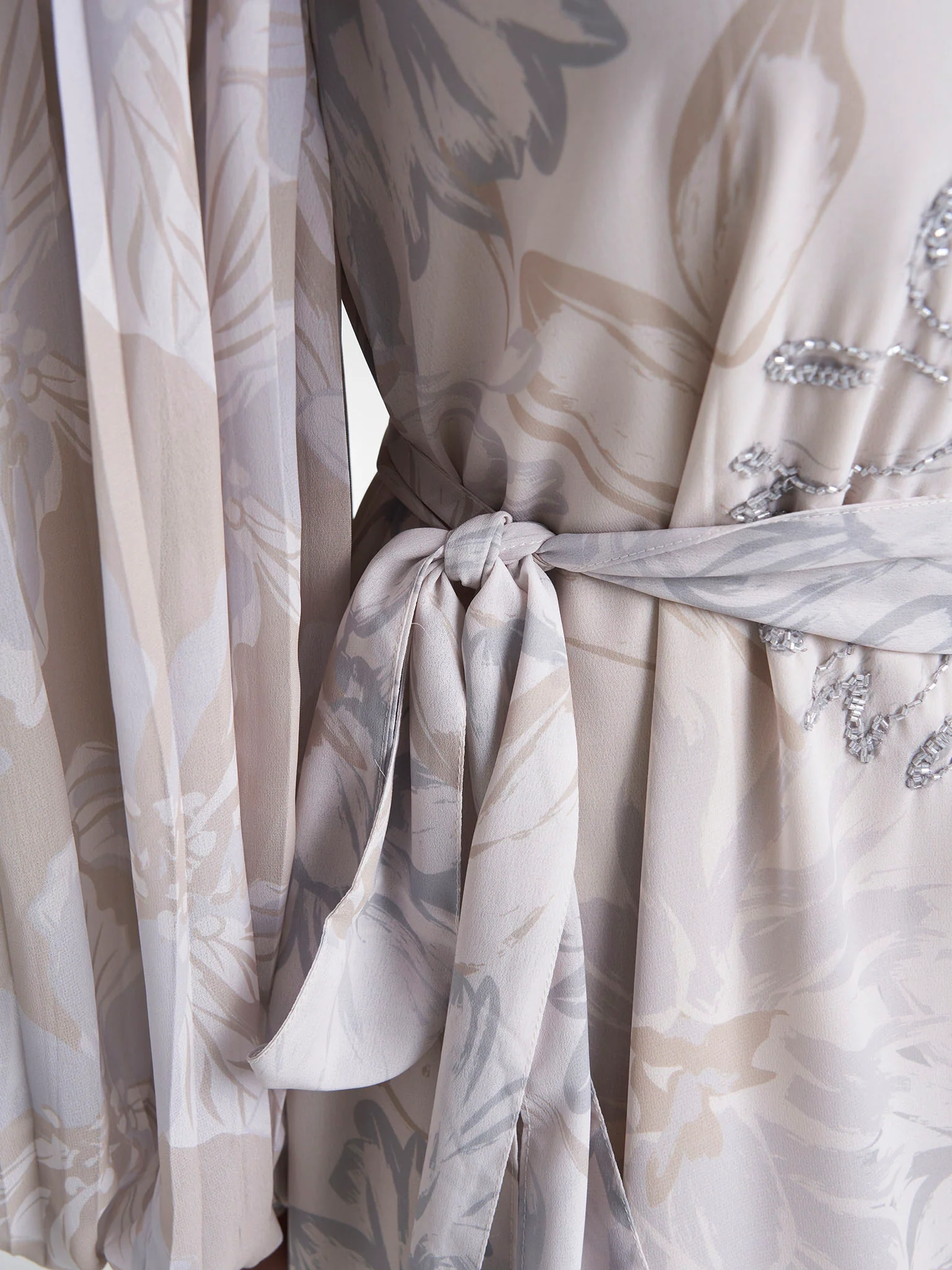 Light Beige Colour Stone Work Georgette Floral Printed Dress (VW219) - Image 6