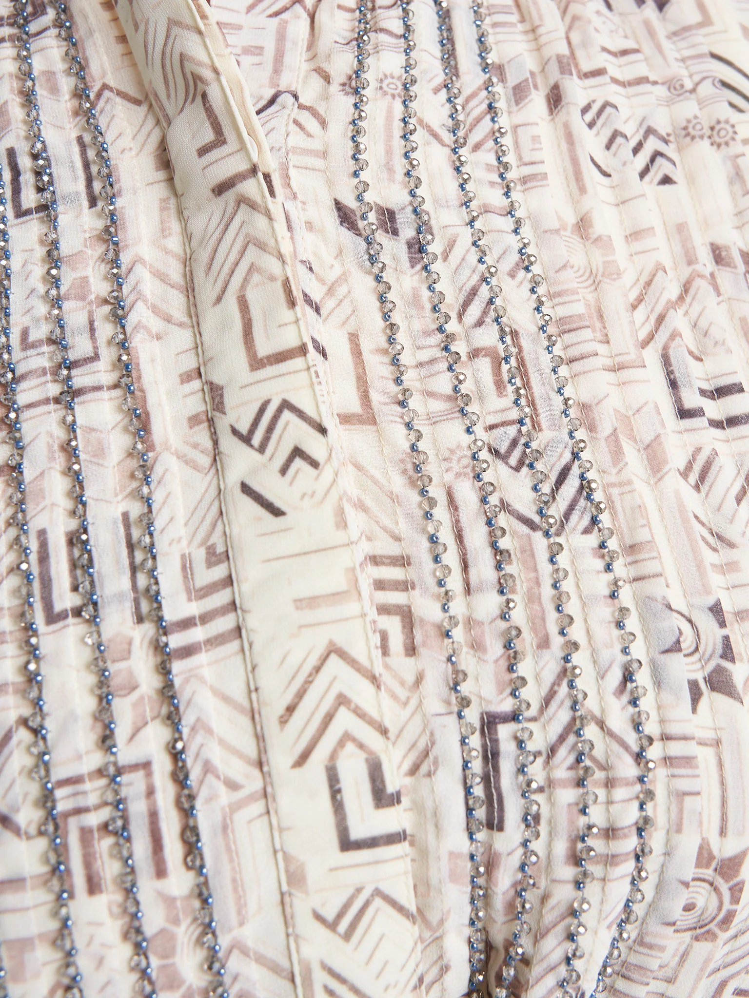 Cream Colour Hand Work Georgette Geometric Printed Dress (VW234) - Image 5