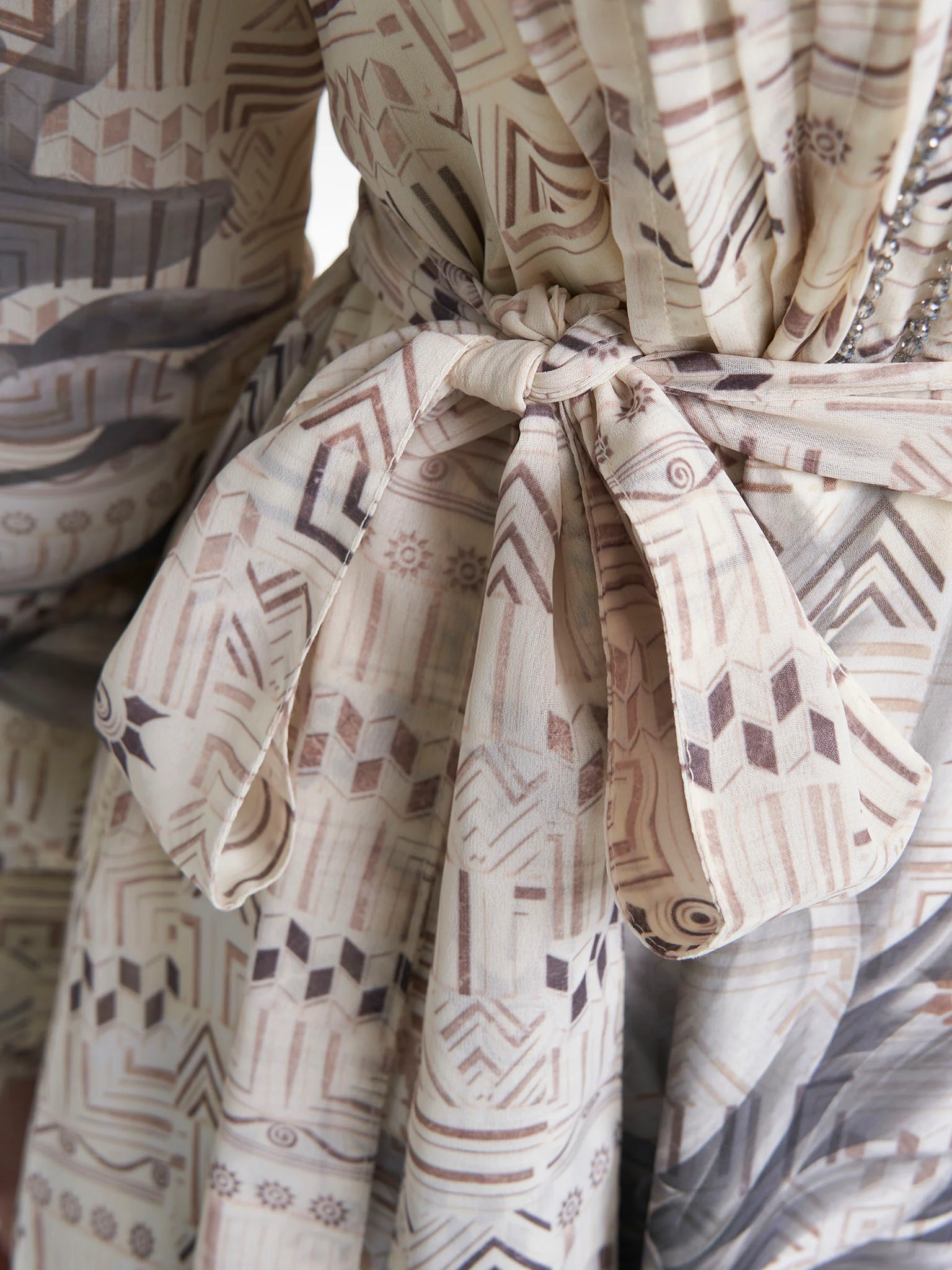 Cream Colour Hand Work Georgette Geometric Printed Dress (VW234) - Image 6