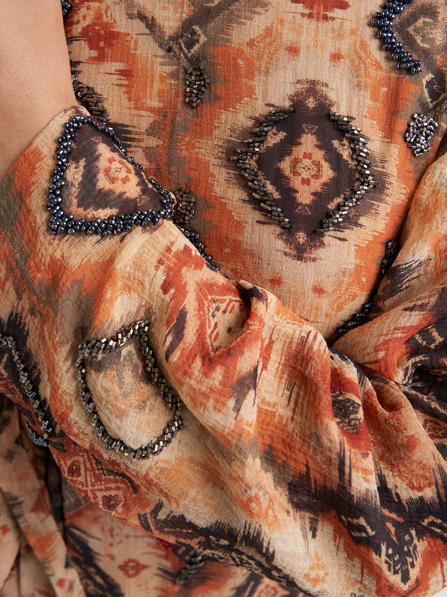 Rust Geometric Print Chiffon Dress (VW302) - Image 5
