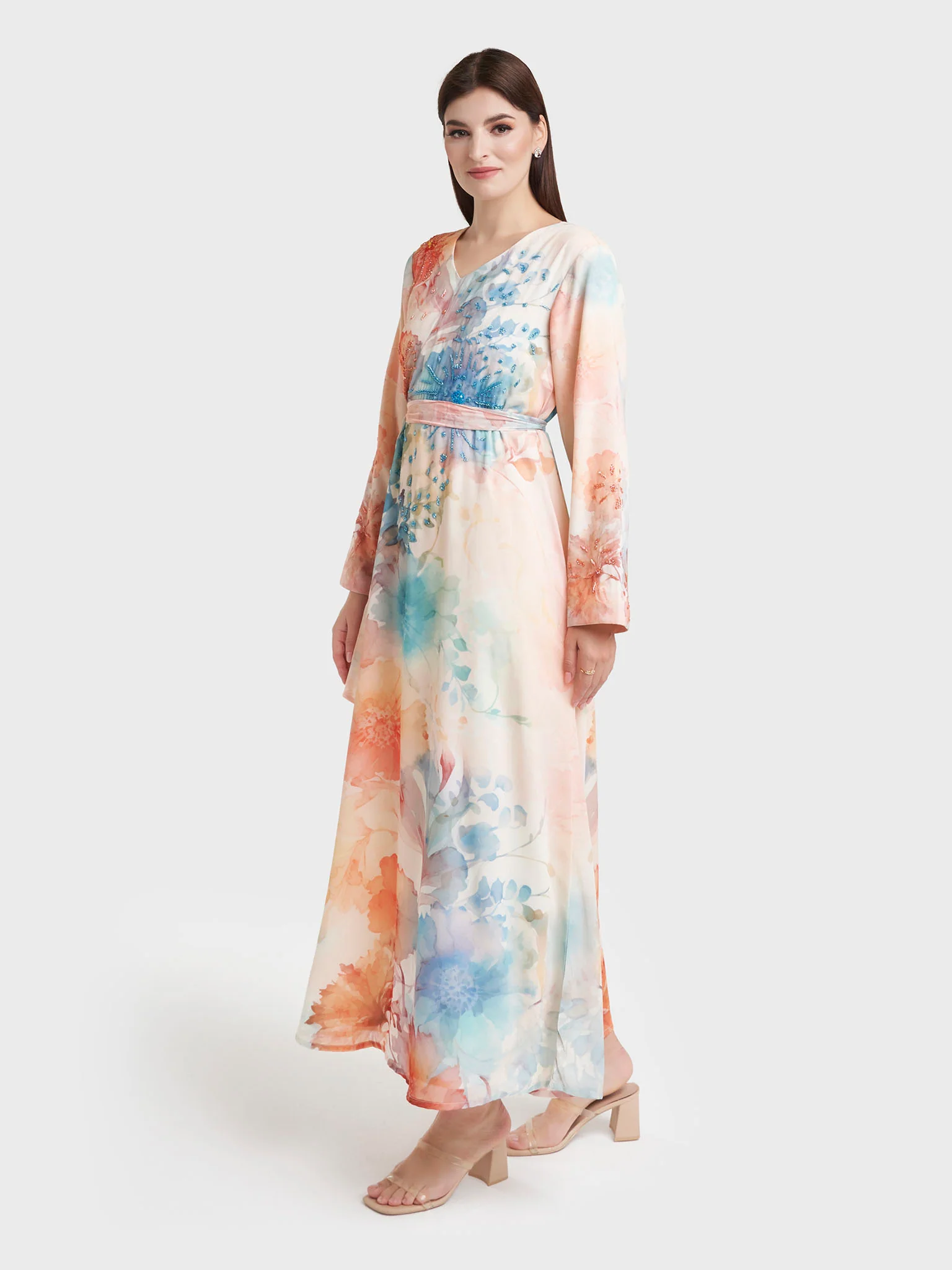 Butter Georgette Floral Print Handwork Dress (VW334) - Image 3