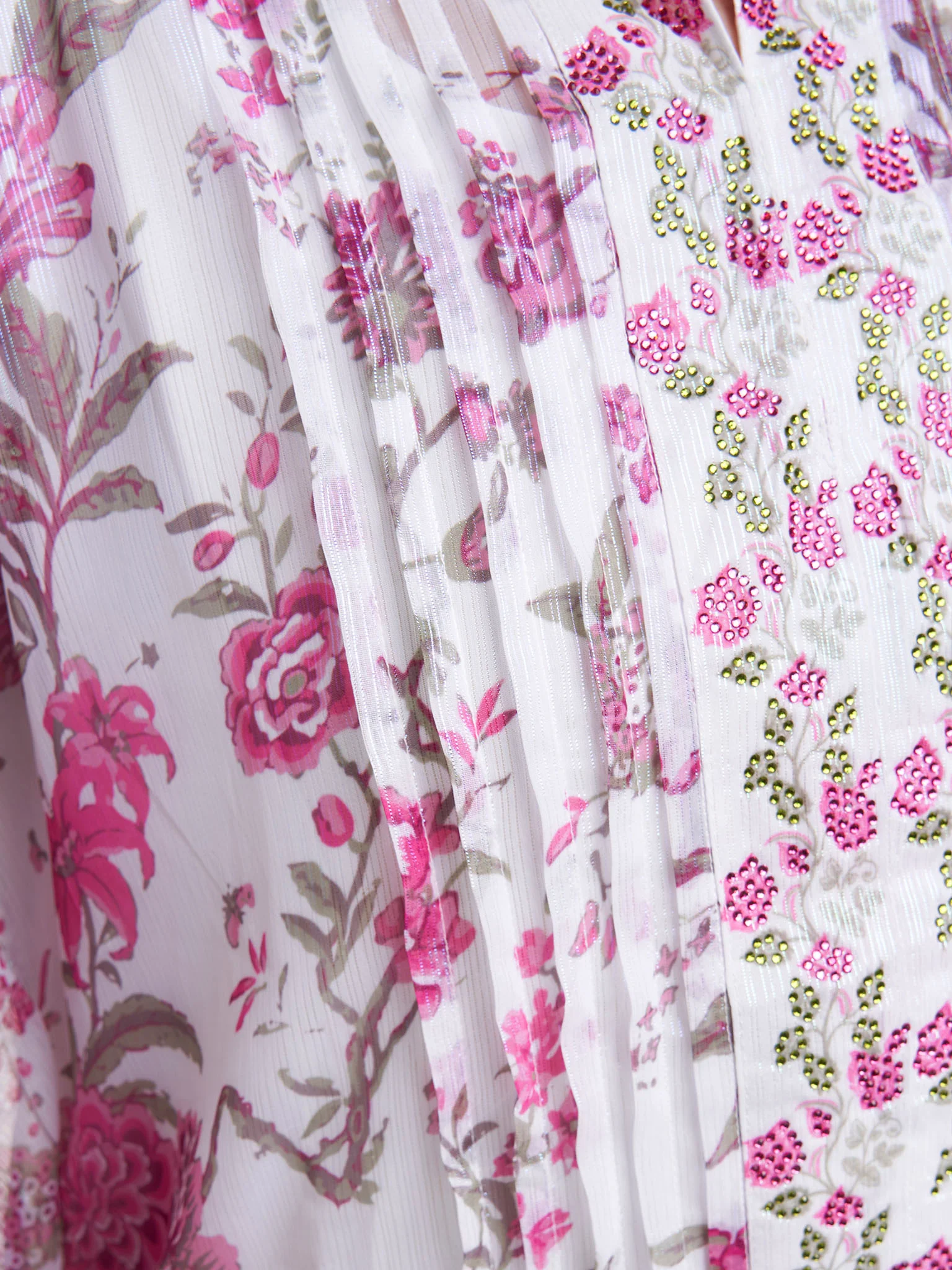 Magenta Floral Print Front Pleats Dress (VW369) - Image 5