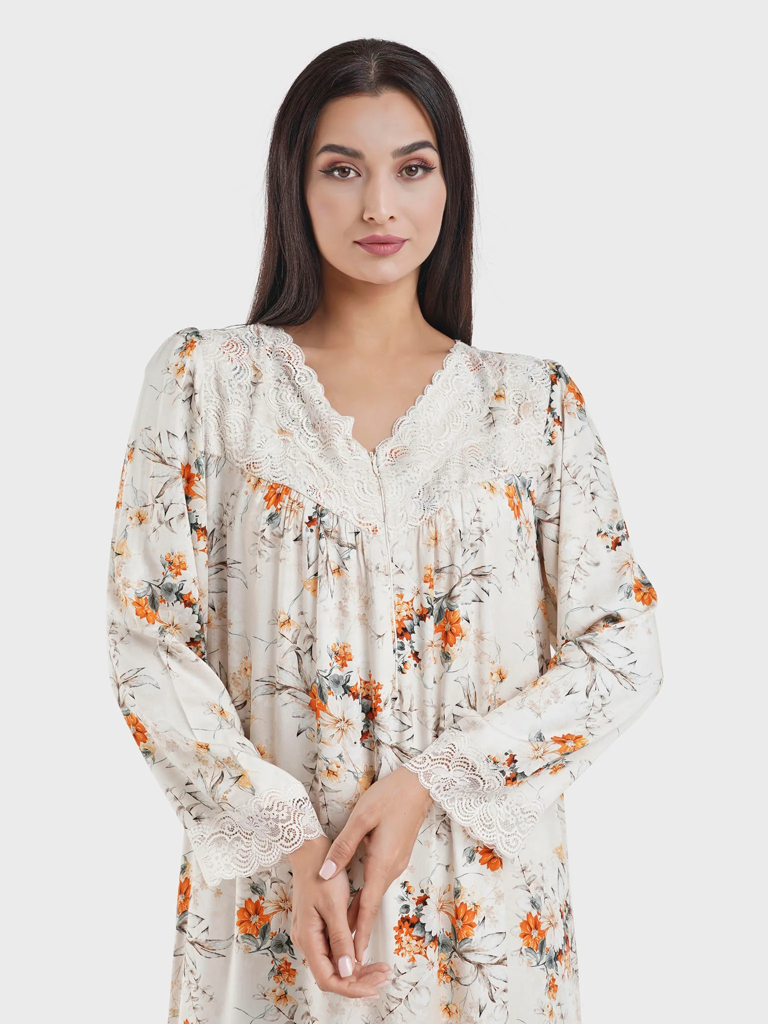 Viscose Floral Print Nightwear Dress (CNH441)