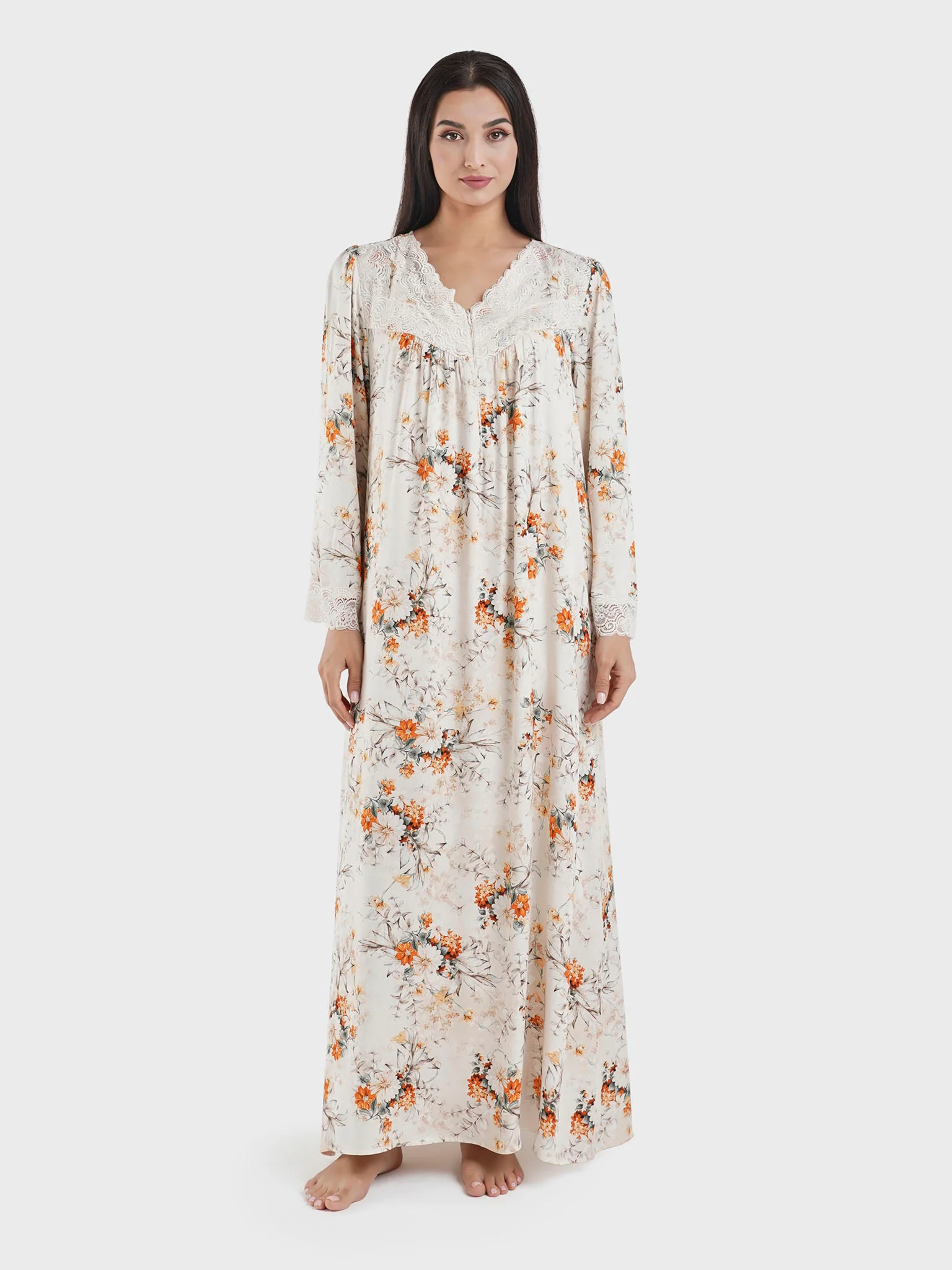 Viscose Floral Print Nightwear Dress (CNH441) - Image 2