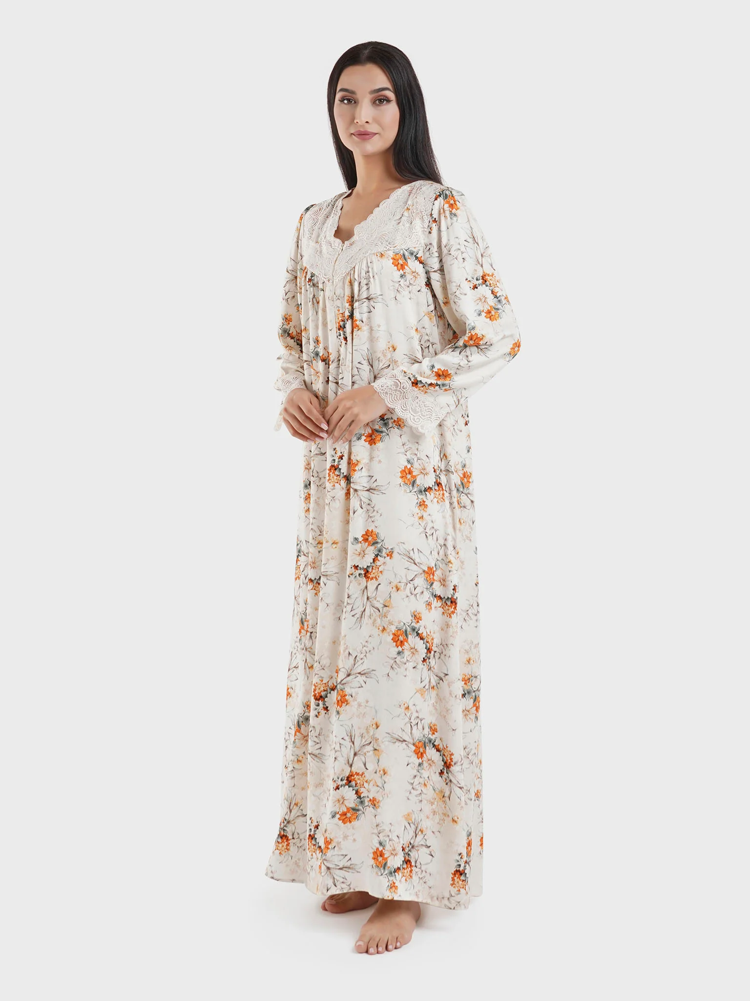 Viscose Floral Print Nightwear Dress (CNH441) - Image 3