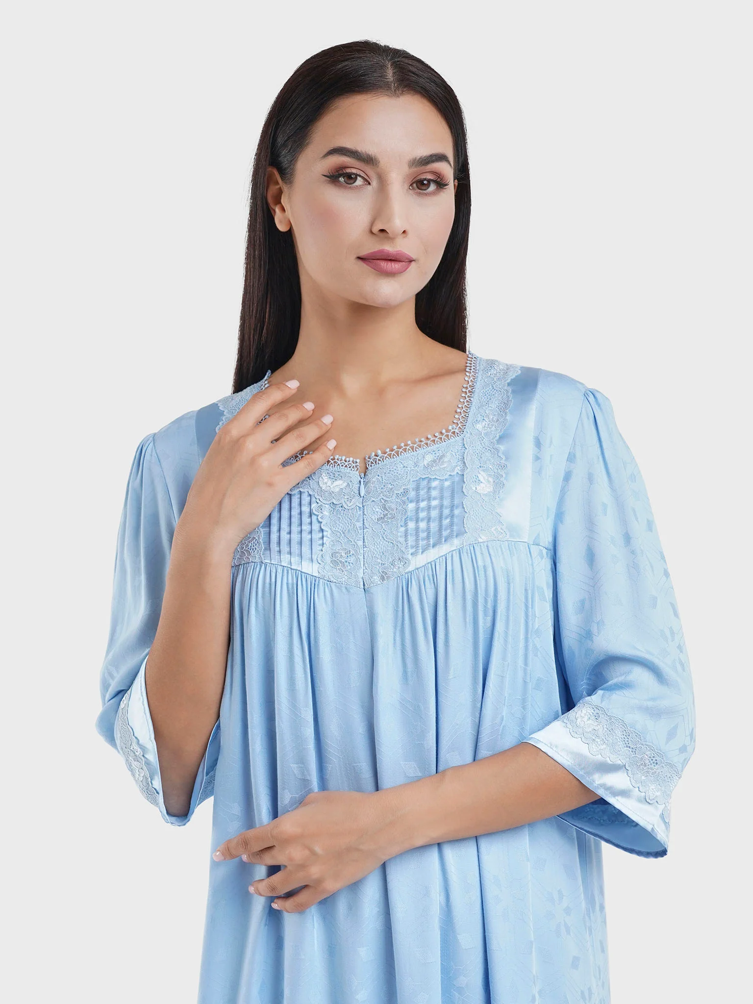 Viscose Jacquard Hexagon Self-Print Nightwear Dress (CNH458)
