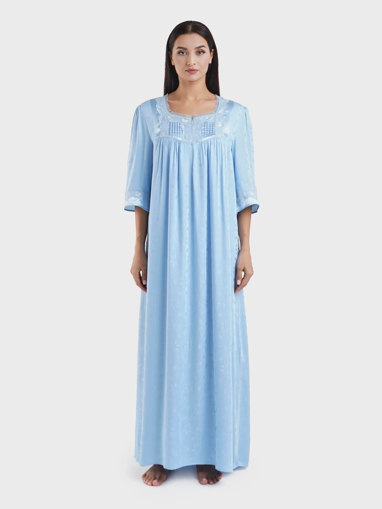 Viscose Jacquard Hexagon Self-Print Nightwear Dress (CNH458) - Image 2