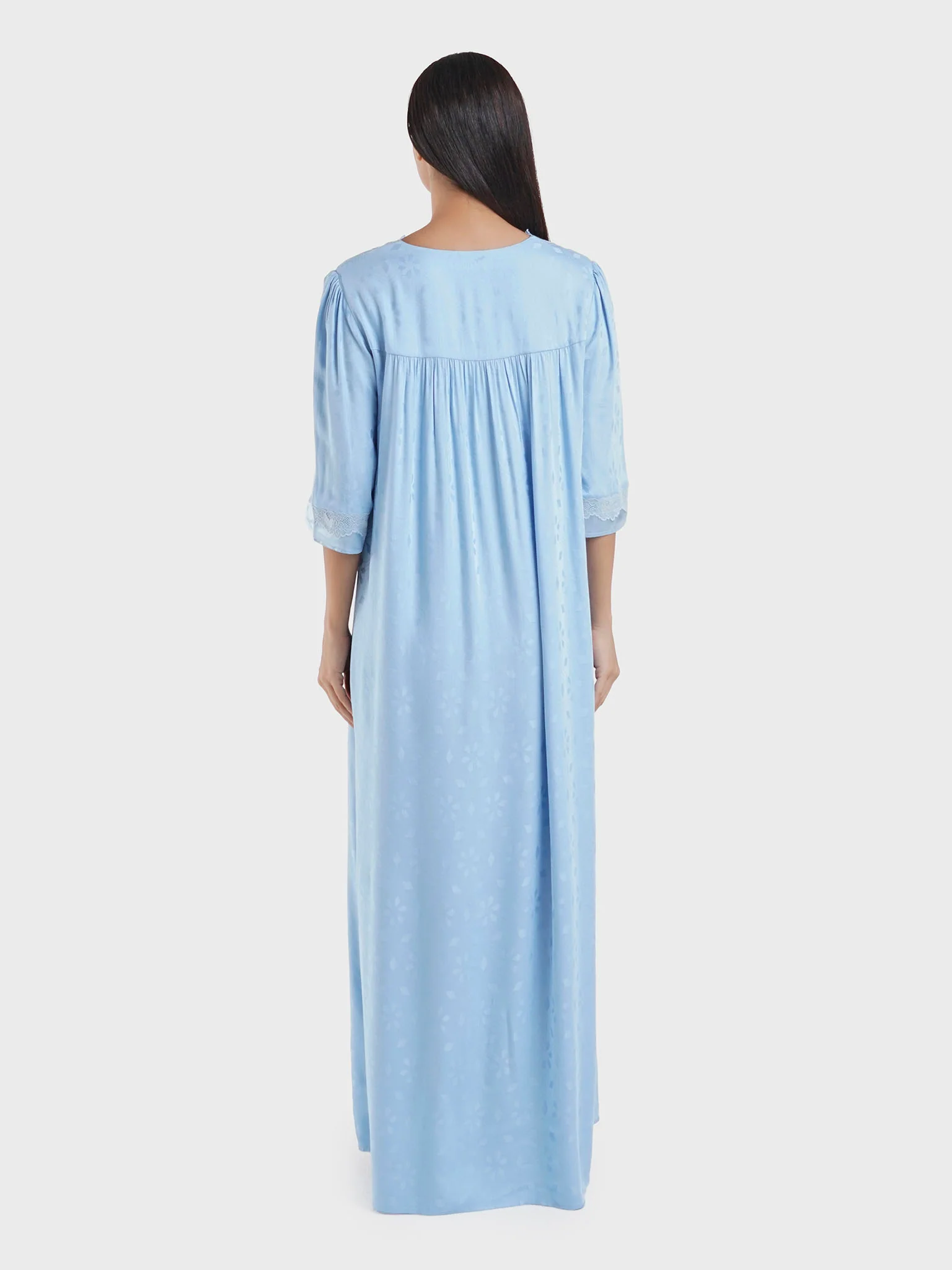 Viscose Jacquard Hexagon Self-Print Nightwear Dress (CNH458) - Image 4