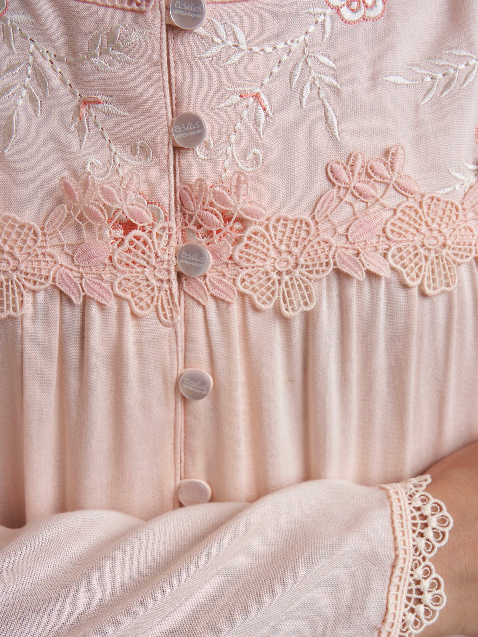 Peach Rayon SolidLong Nightwear Dress (REM3104) - Image 5