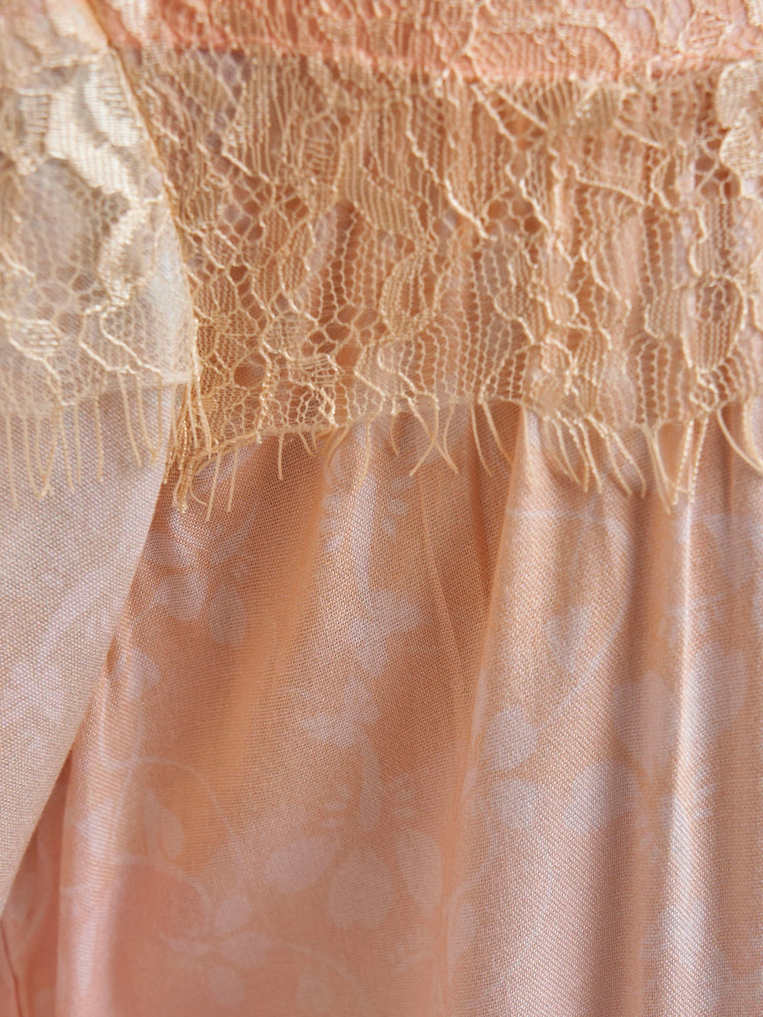 Peach Rayon Floral Print Long Nightwear Dress (REM3109) - Image 5