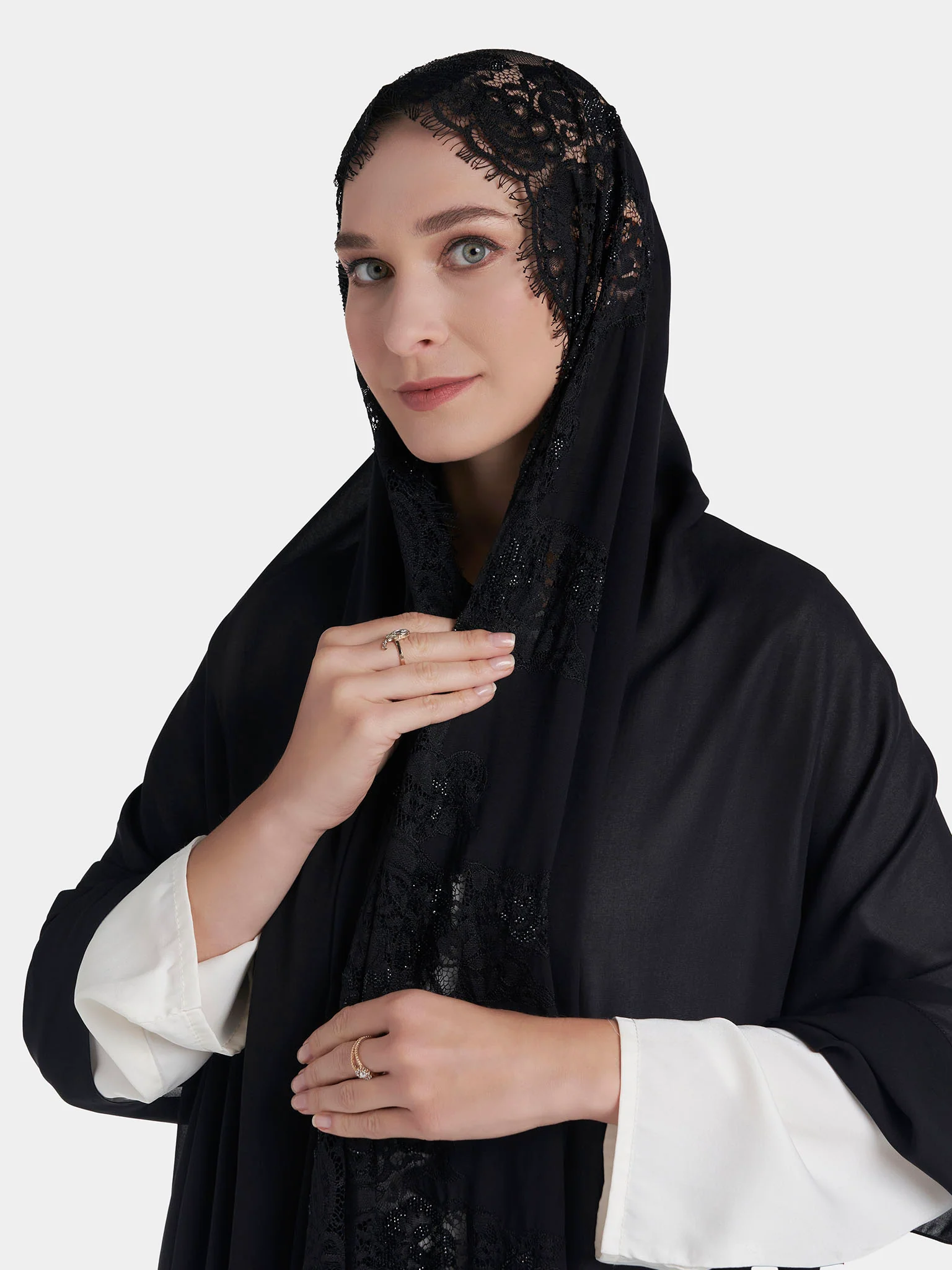 Stone Work Wool Chiffon Hijab (KP18216L)