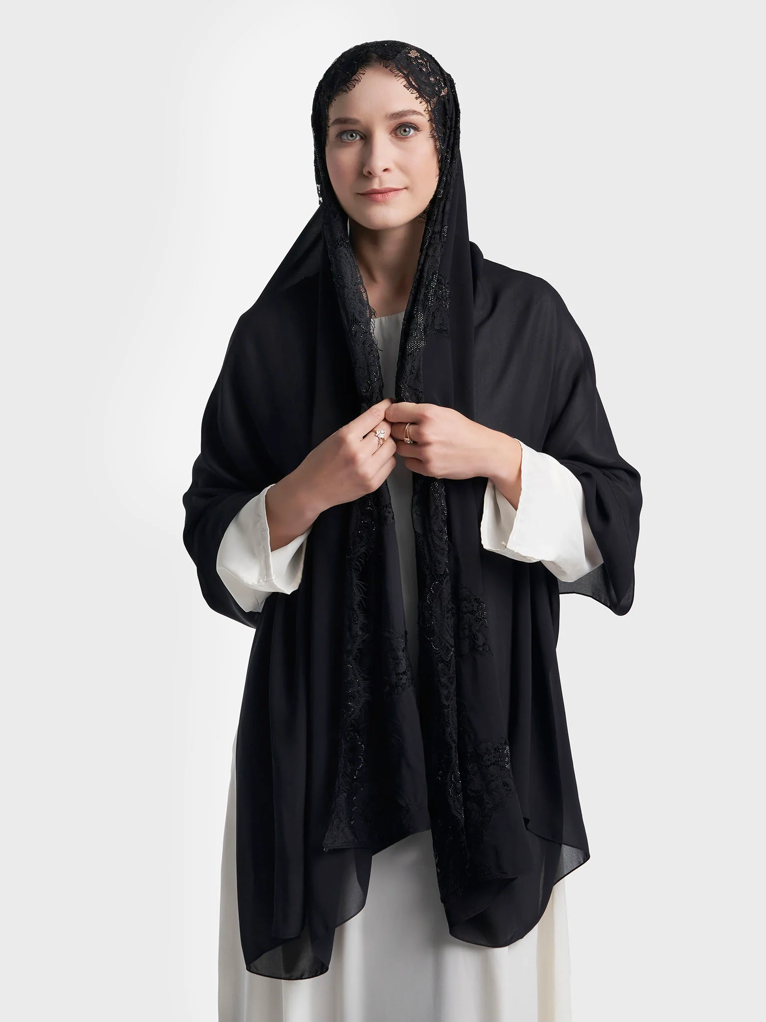 Stone Work Wool Chiffon Hijab (KP18216L) - Image 11