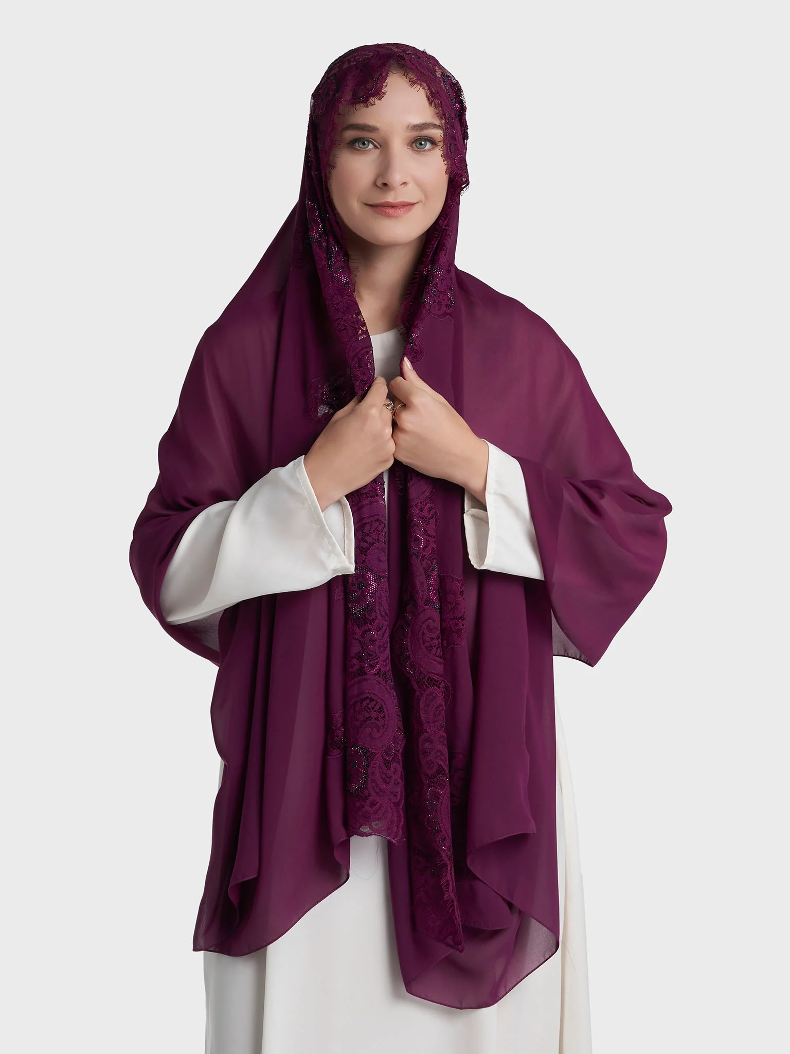 Stone Work Wool Chiffon Hijab (KP18216L) - Image 13