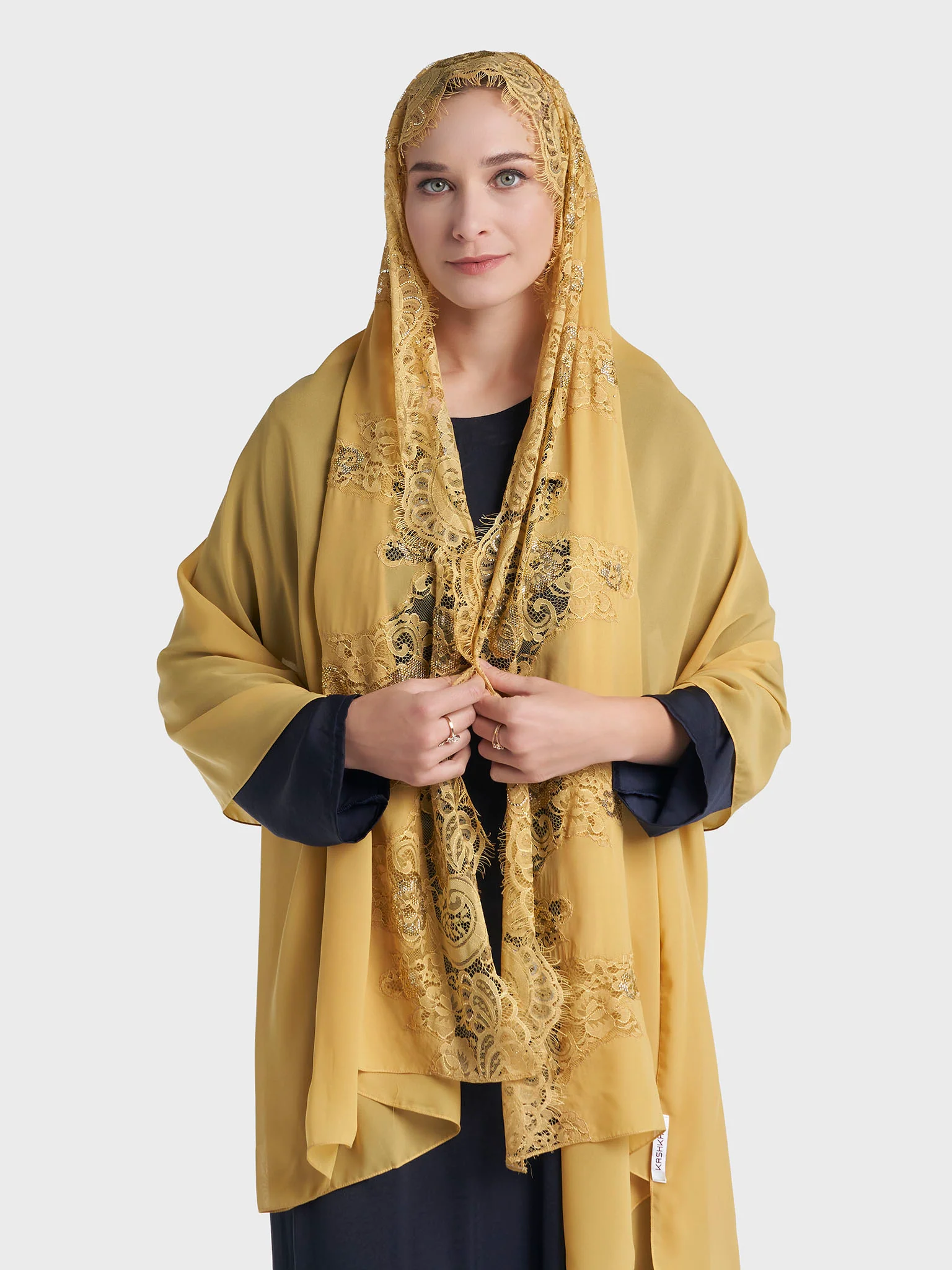 Stone Work Wool Chiffon Hijab (KP18216L) - Image 15