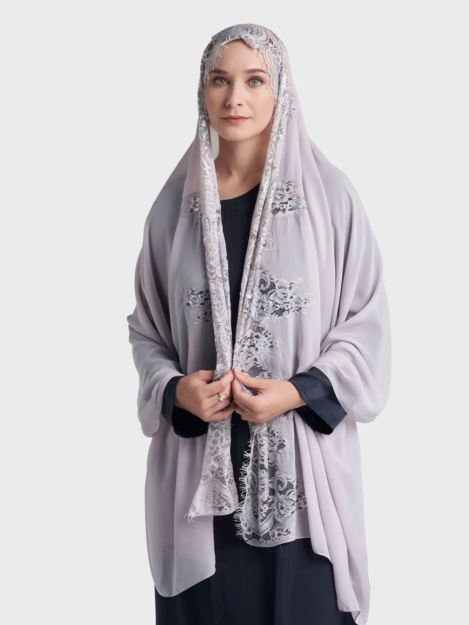 Stone Work Wool Chiffon Hijab (KP18216L) - Image 19