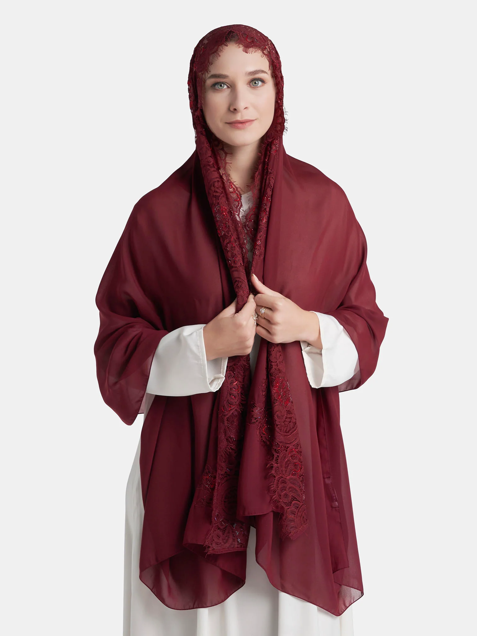 Stone Work Wool Chiffon Hijab (KP18216L) - Image 21