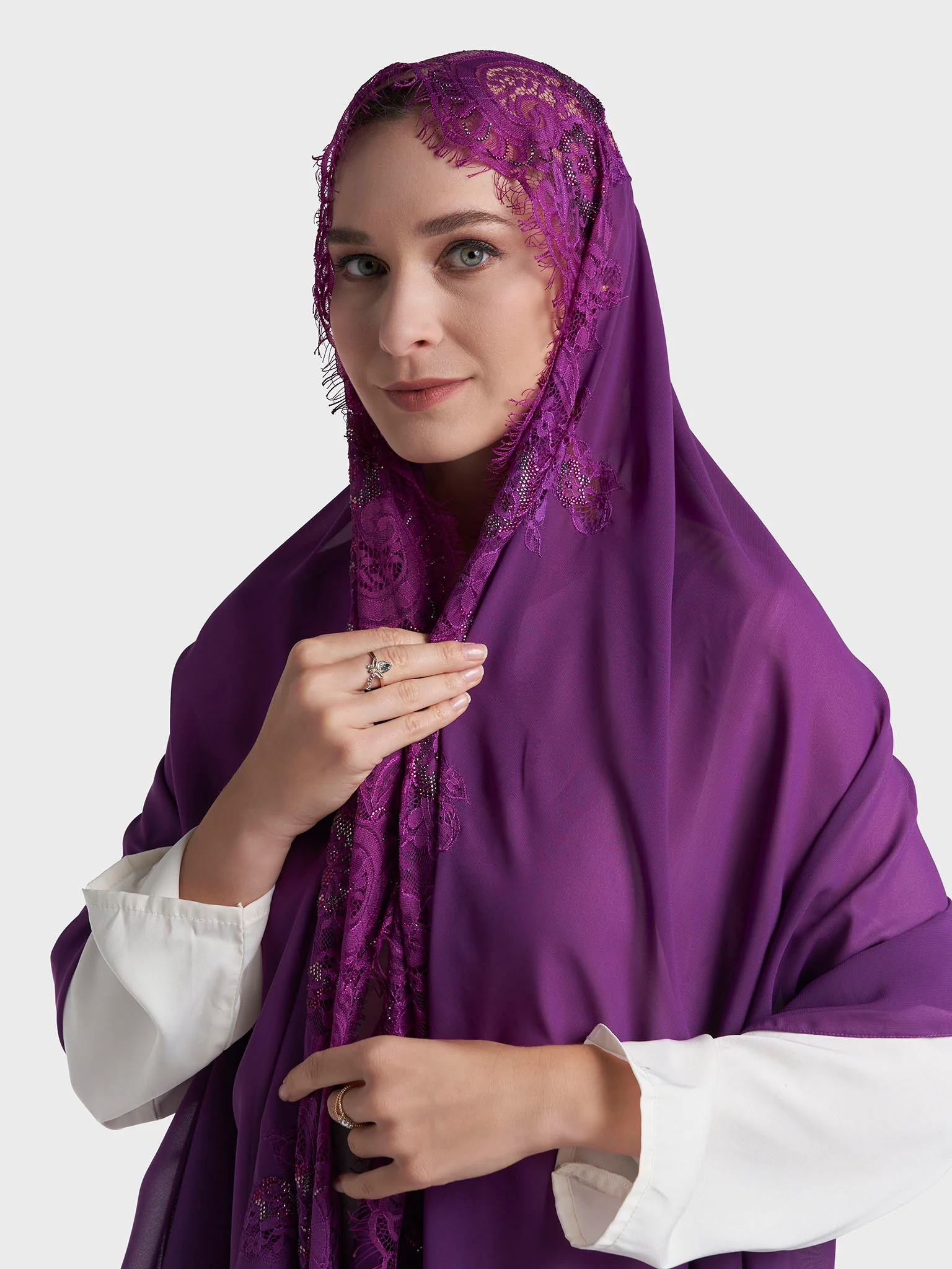 Stone Work Wool Chiffon Hijab (KP18216L) - Image 27