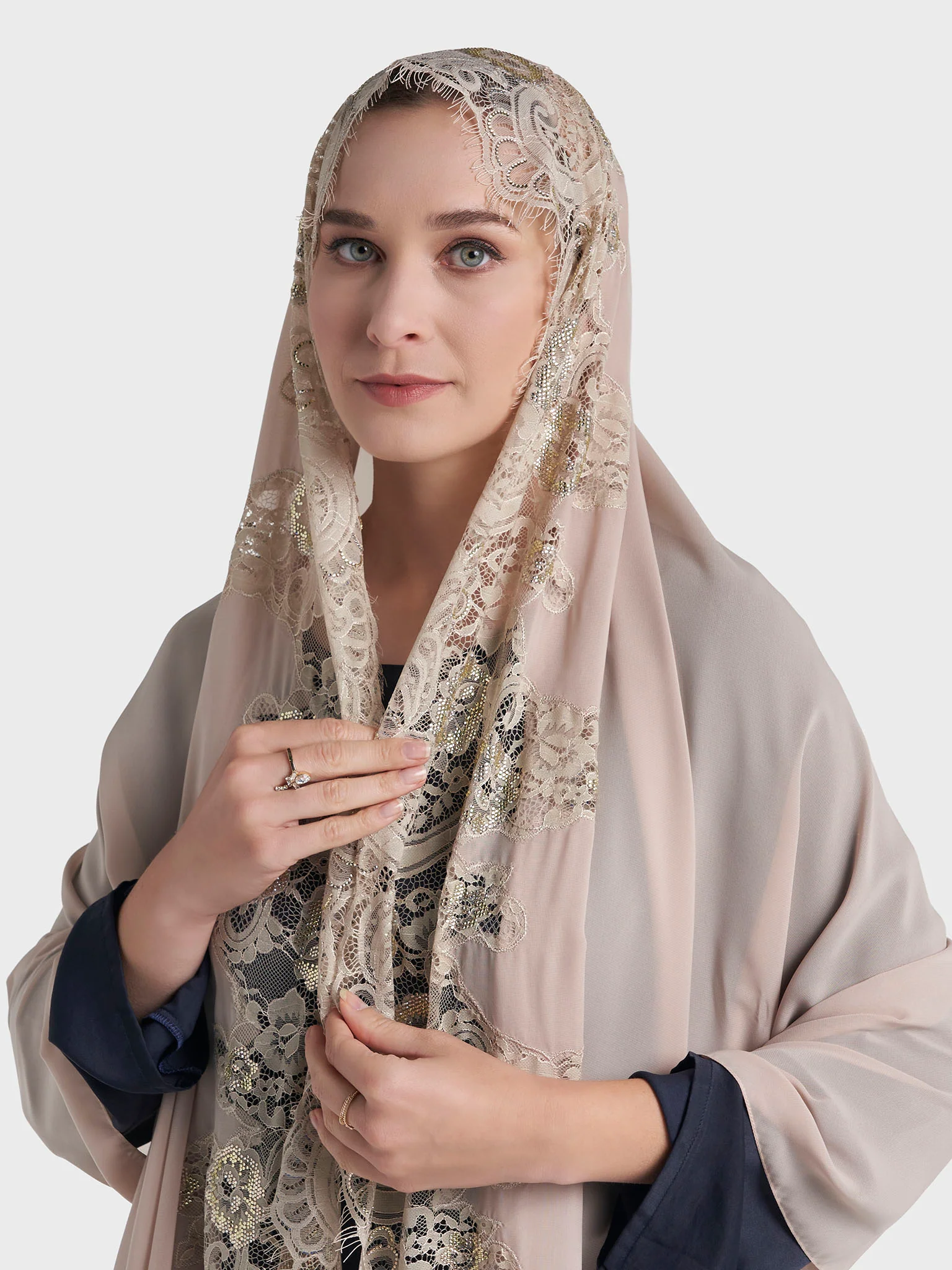 Stone Work Wool Chiffon Hijab (KP18216L) - Image 29