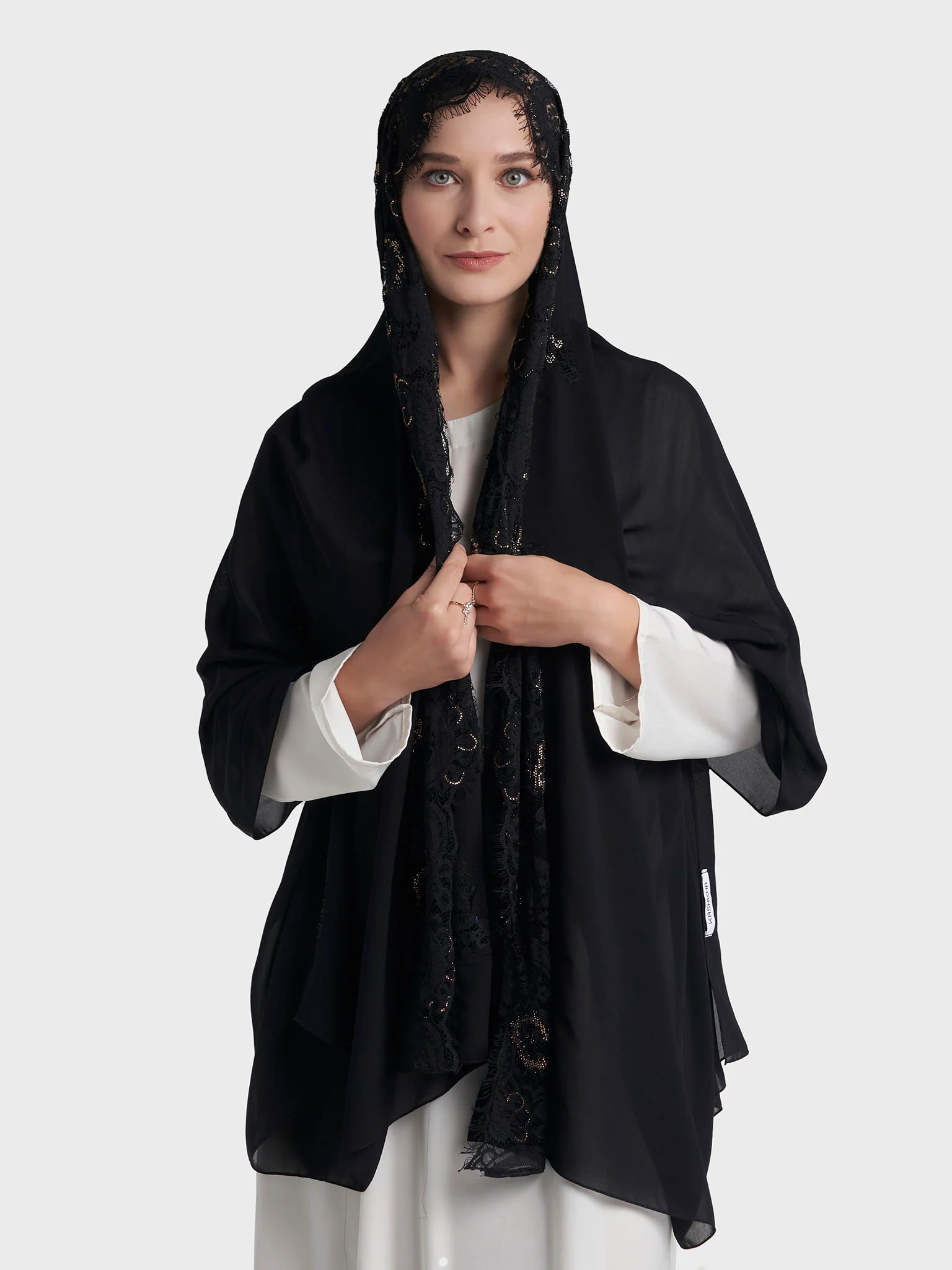 Stone Work Wool Chiffon Hijab (KP18216L) - Image 33