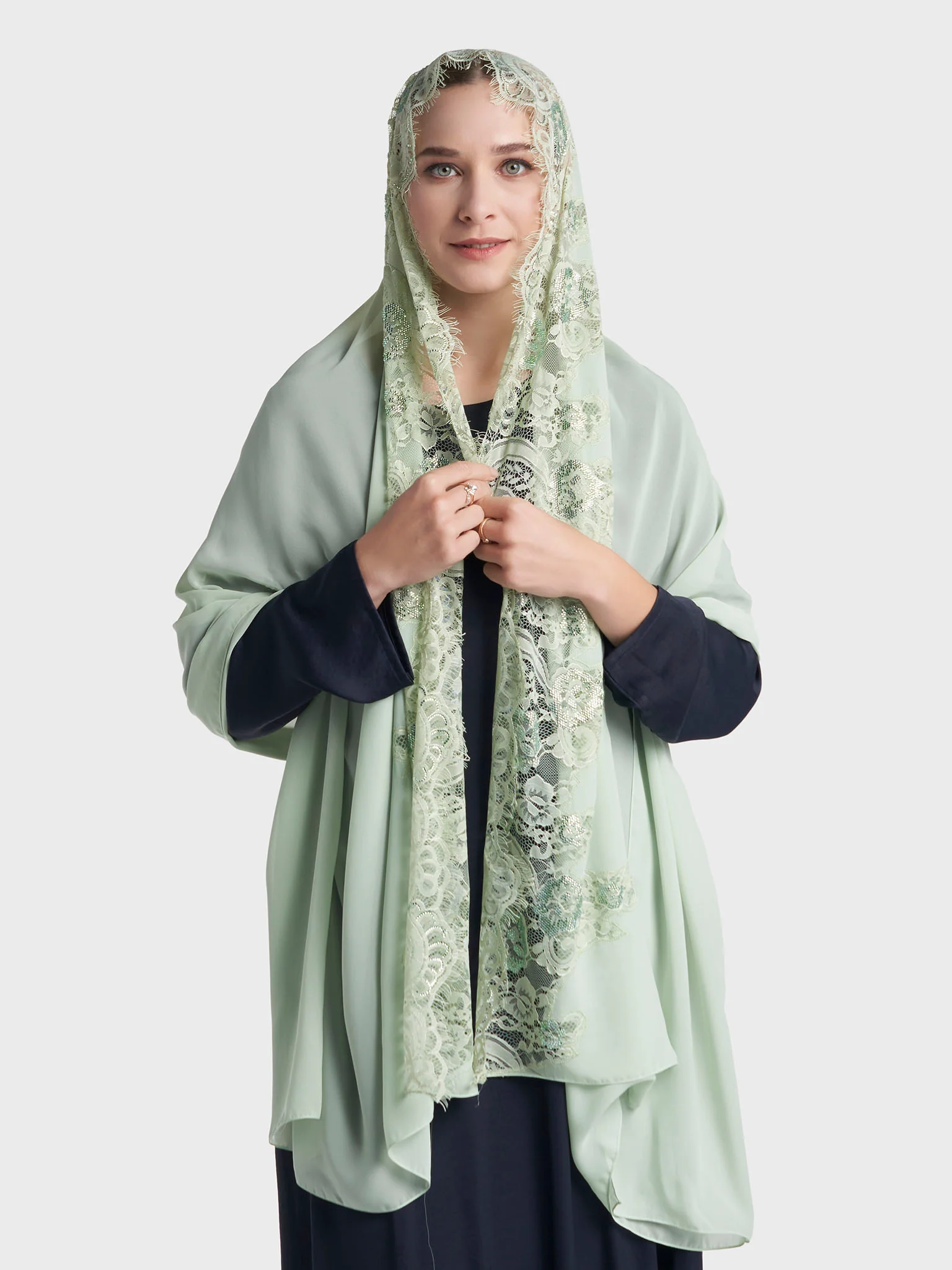 Stone Work Wool Chiffon Hijab (KP18216L) - Image 35