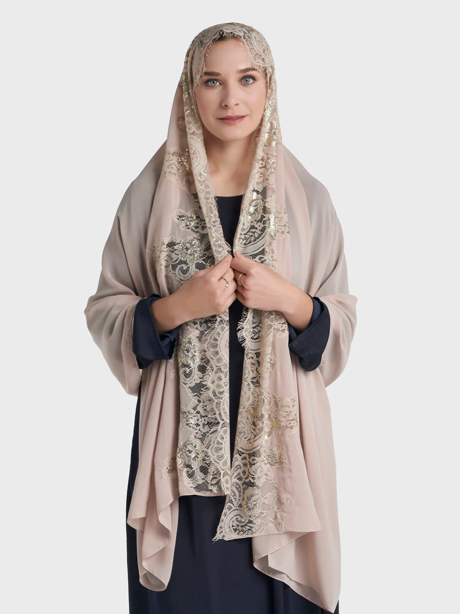 Stone Work Wool Chiffon Hijab (KP18216L) - Image 37