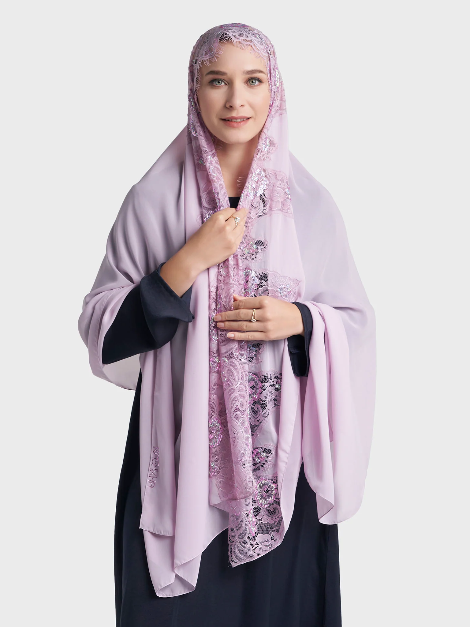 Stone Work Wool Chiffon Hijab (KP18216L) - Image 39