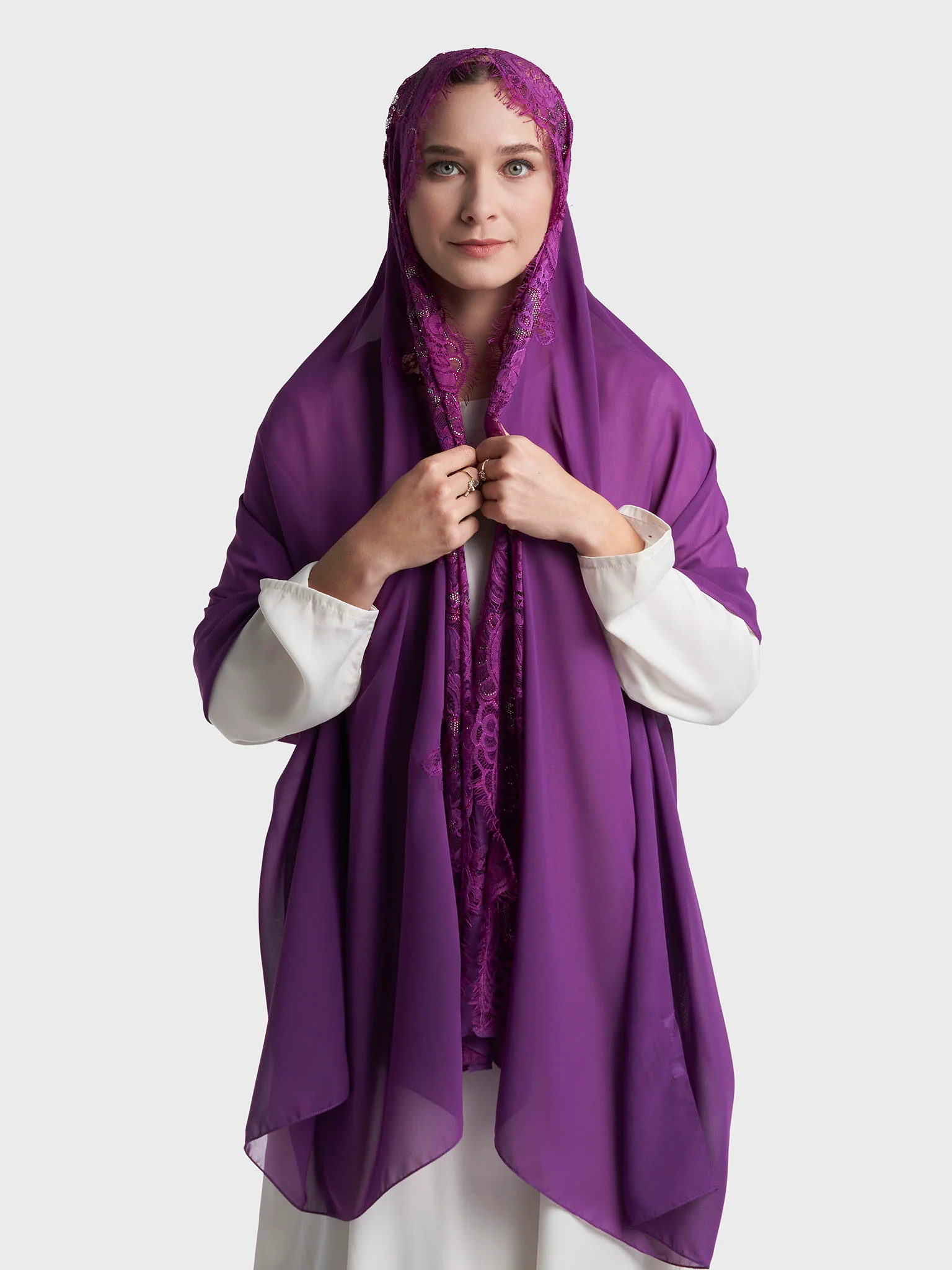 Stone Work Wool Chiffon Hijab (KP18216L) - Image 43