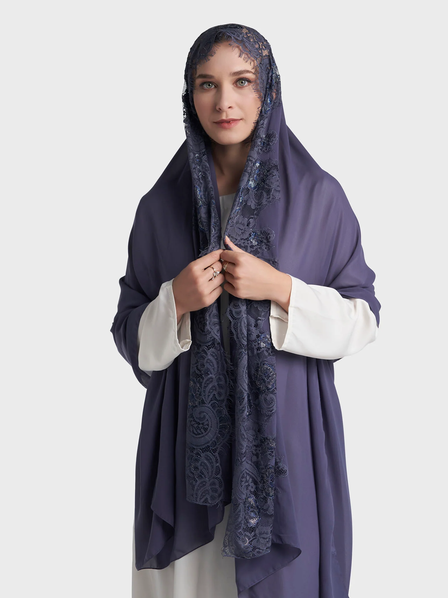Stone Work Wool Chiffon Hijab (KP18216L) - Image 47