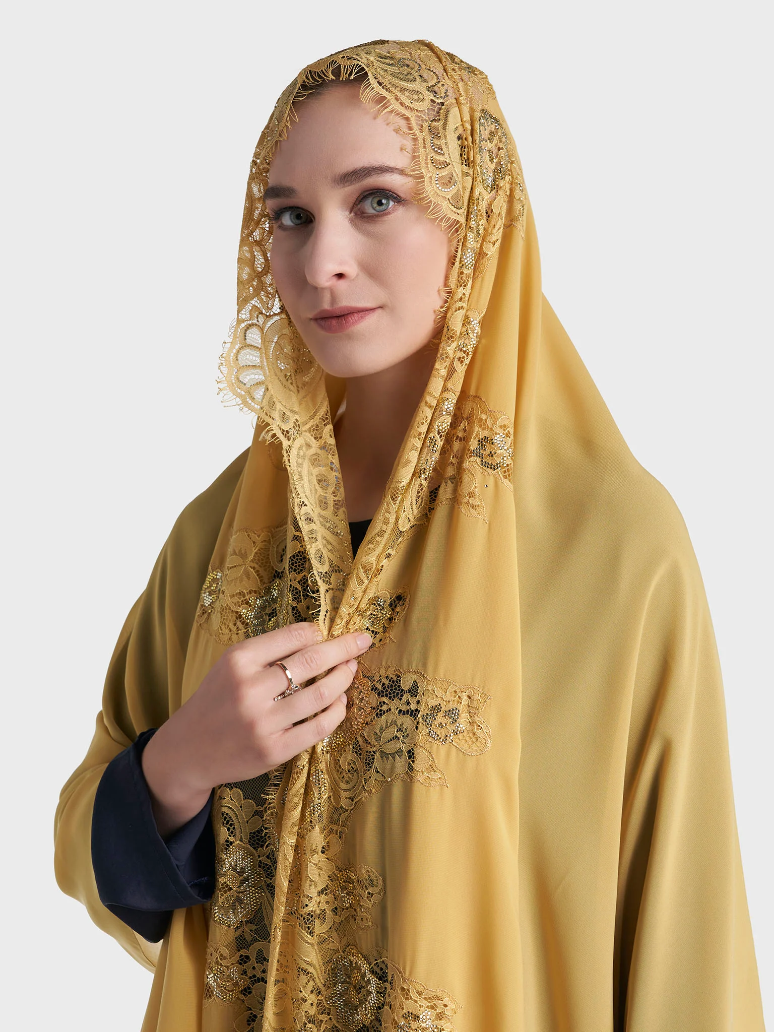 Stone Work Wool Chiffon Hijab (KP18216L) - Image 5