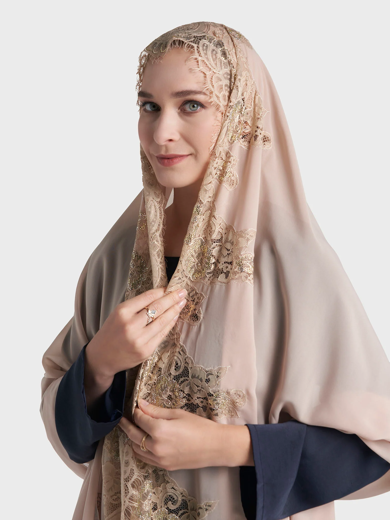 Stone Work Wool Chiffon Hijab (KP18216L) - Image 6