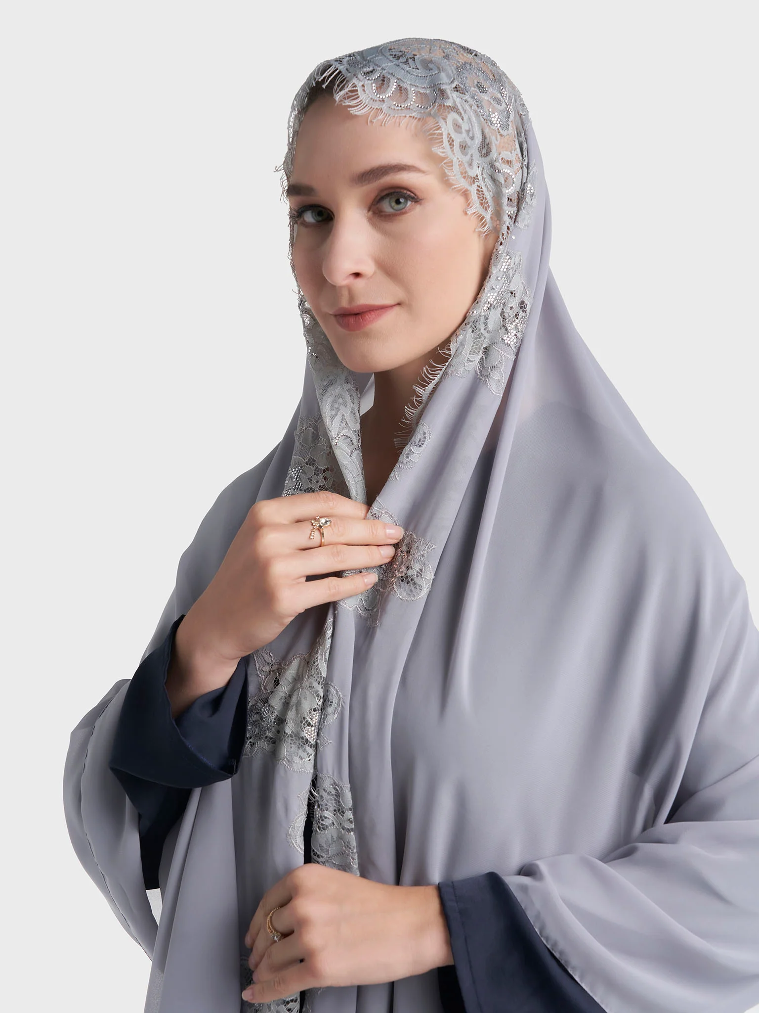 Stone Work Wool Chiffon Hijab (KP18216L) - Image 8