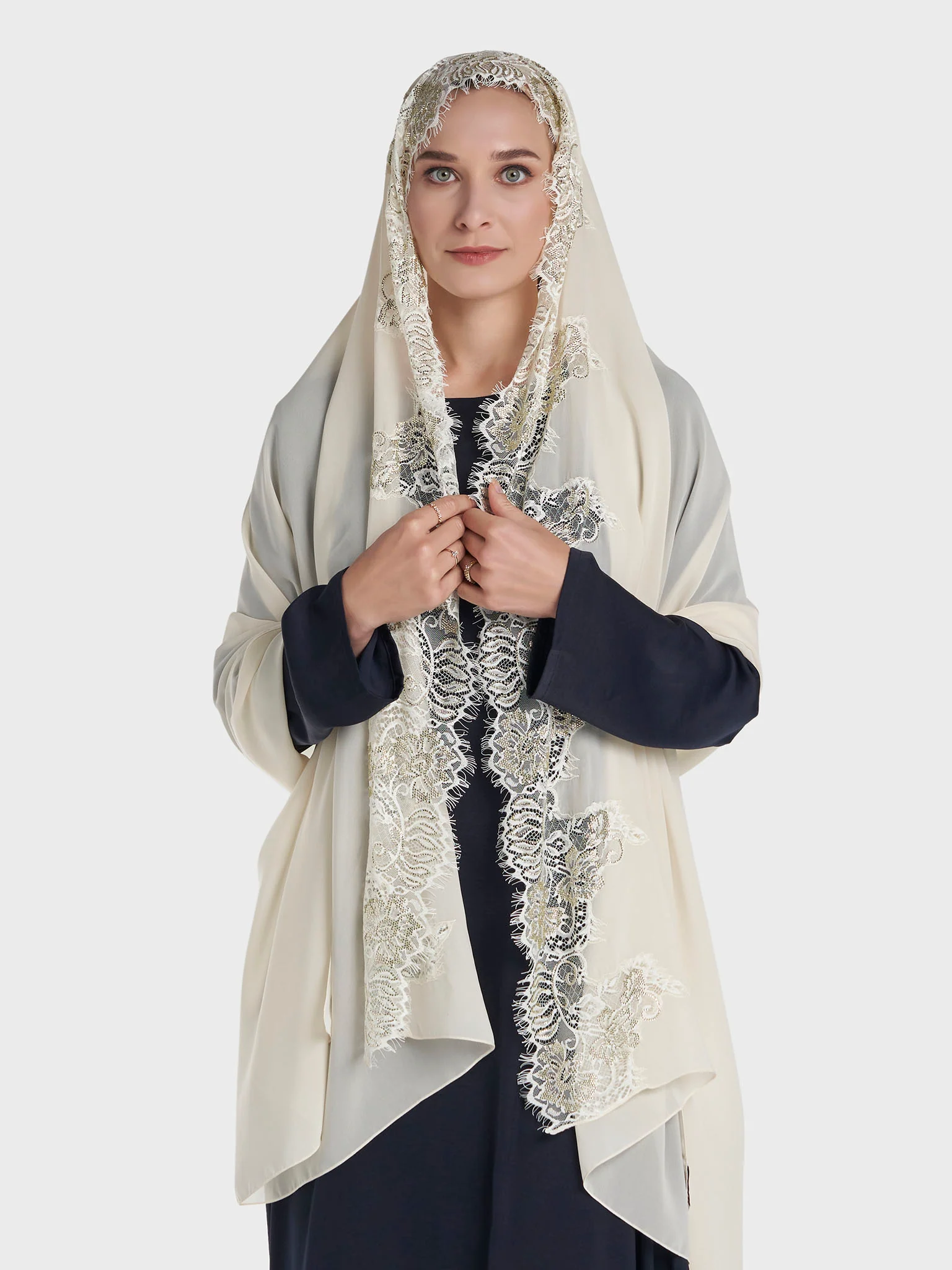 Dantel Wool Chiffon Hijab (KP18217L) - Image 40