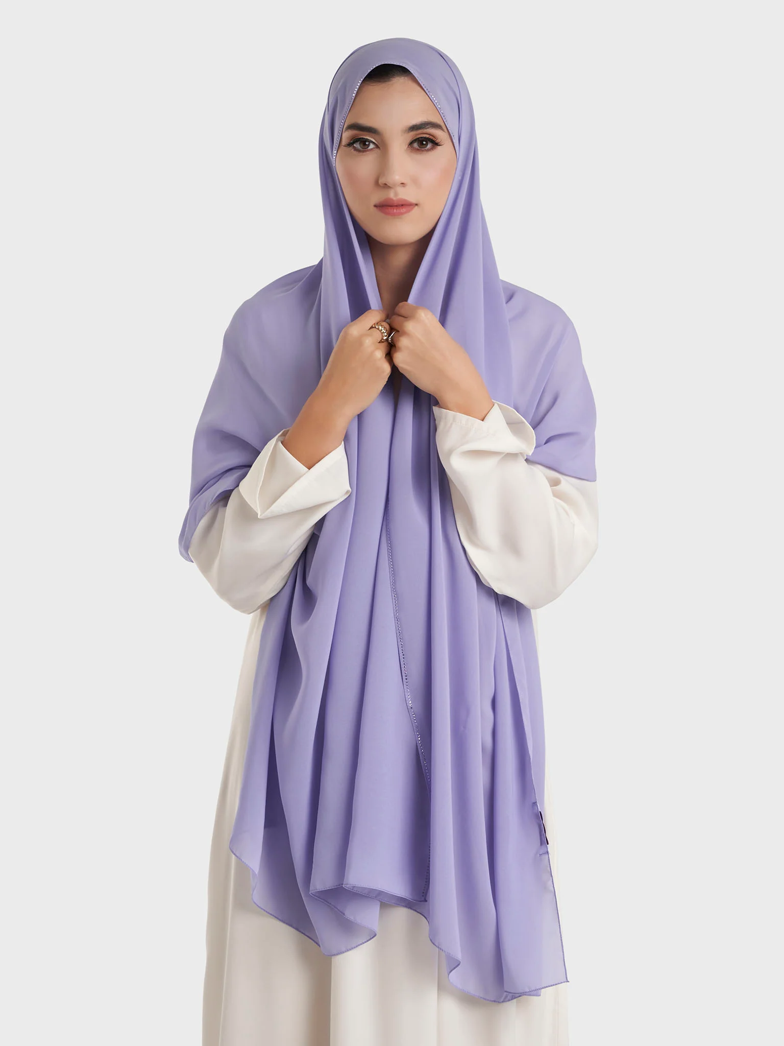 Stone Line Border Chiffon Hijab (KP11351L) - Image 26