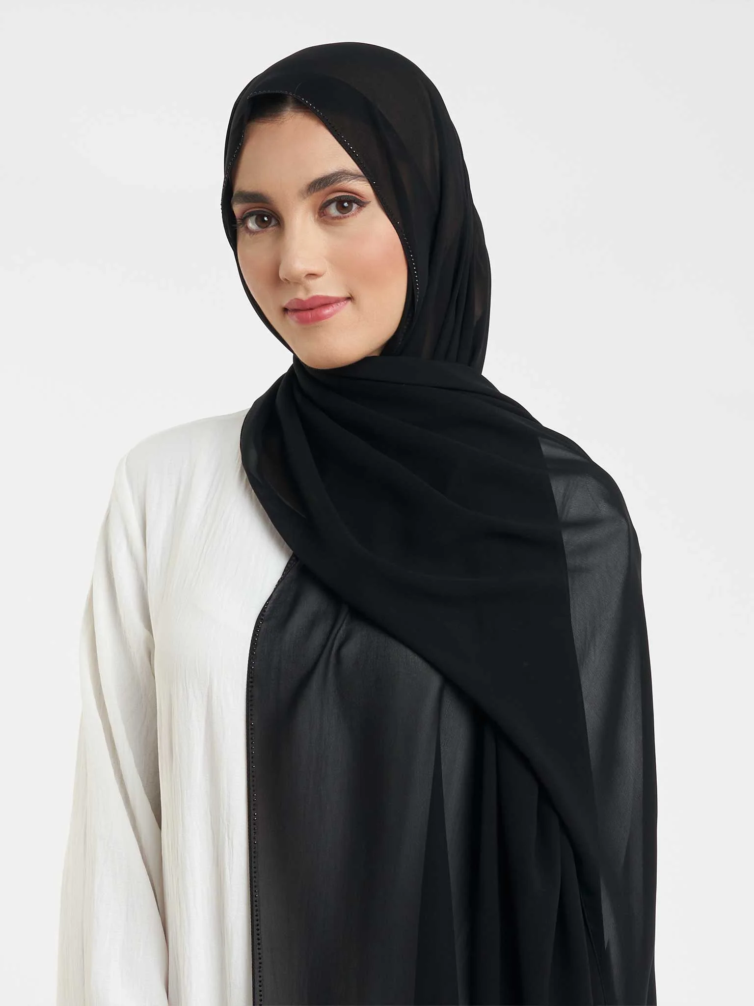 Stone Line Border Chiffon Hijab (KP11351L) - Image 40