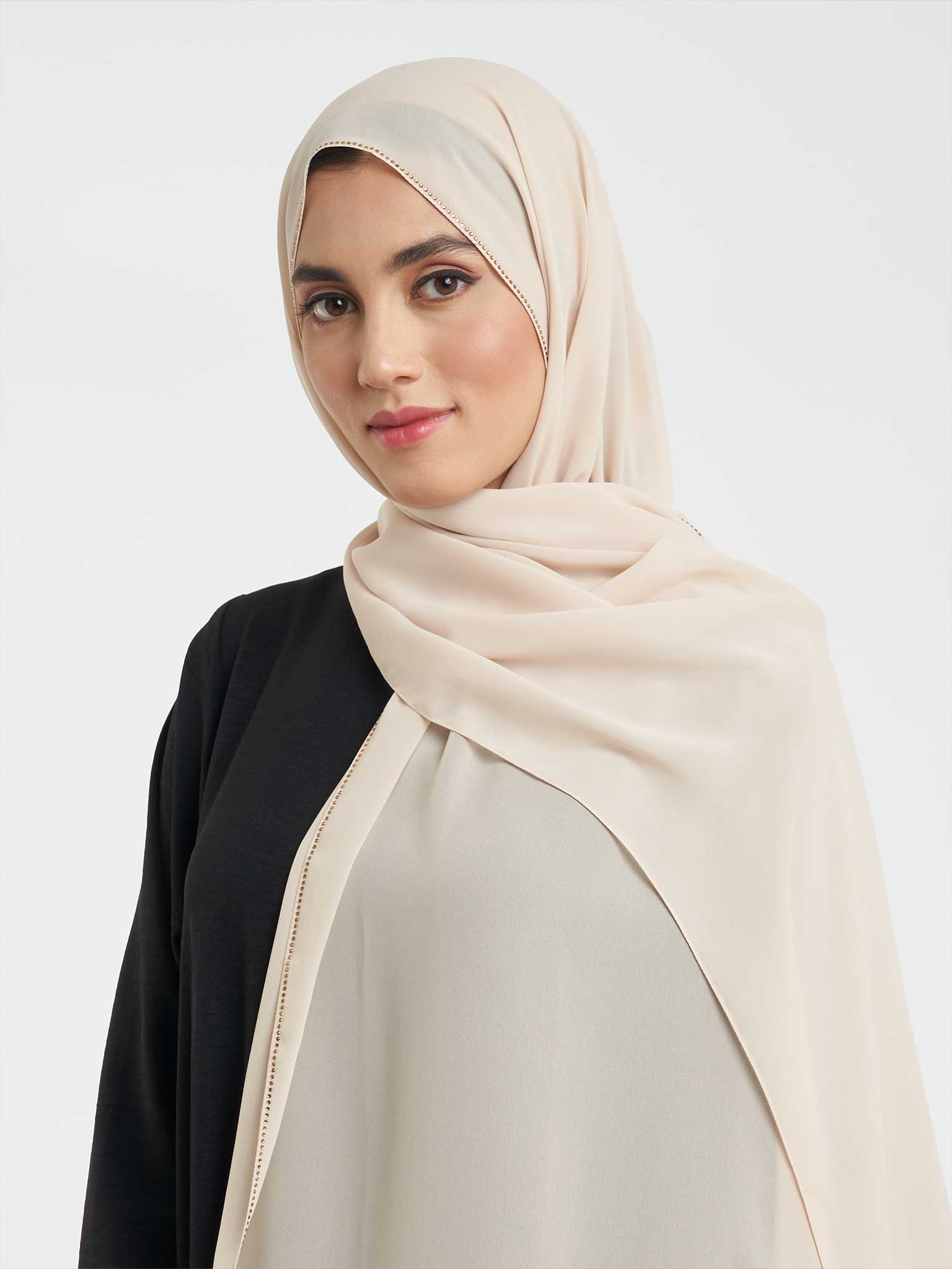 Stone Line Border Chiffon Hijab (KP11351L) - Image 56