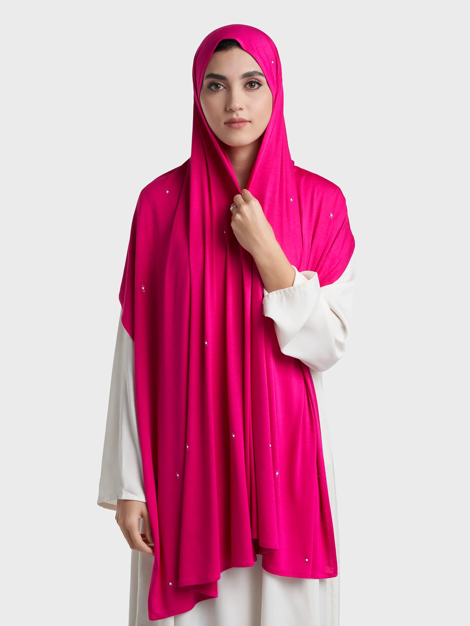 Rayon Jersey Hijab with Stone and Pearl Motif (KP18193L) - Image 62