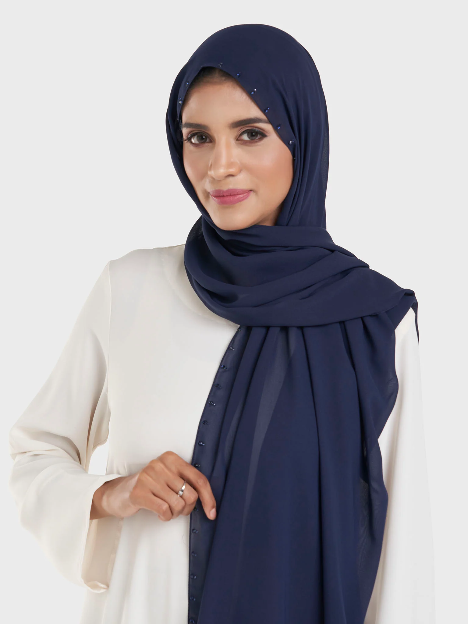Chiffon Hijab with Stonework Motif Border (KP18201L) - Image 28