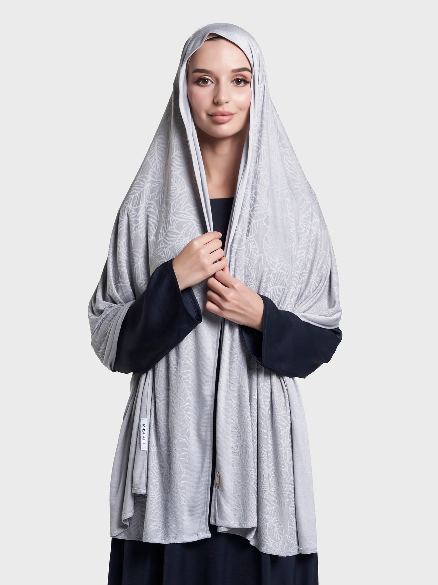 Solid Self Design Leaf Jacquard Print Hijab (KP18208L) - Image 20