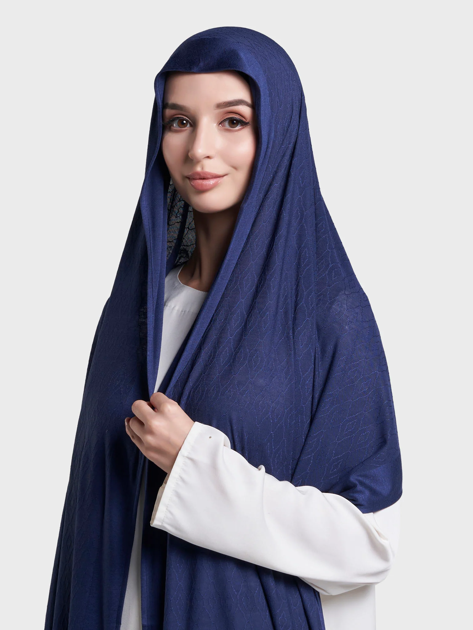 Solid Self Design Geo Pattern Jacquard Print Hijab (KP18209L) - Image 10